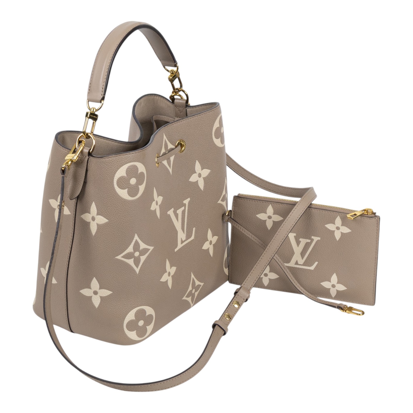 路易威登 LOUIS VUITTON NéoNoé MM 皮革 肩背 水桶包 斑鳩灰色/奶油色 M45555 斑鳩灰NEONOE MM 防塵袋/內袋/背帶2