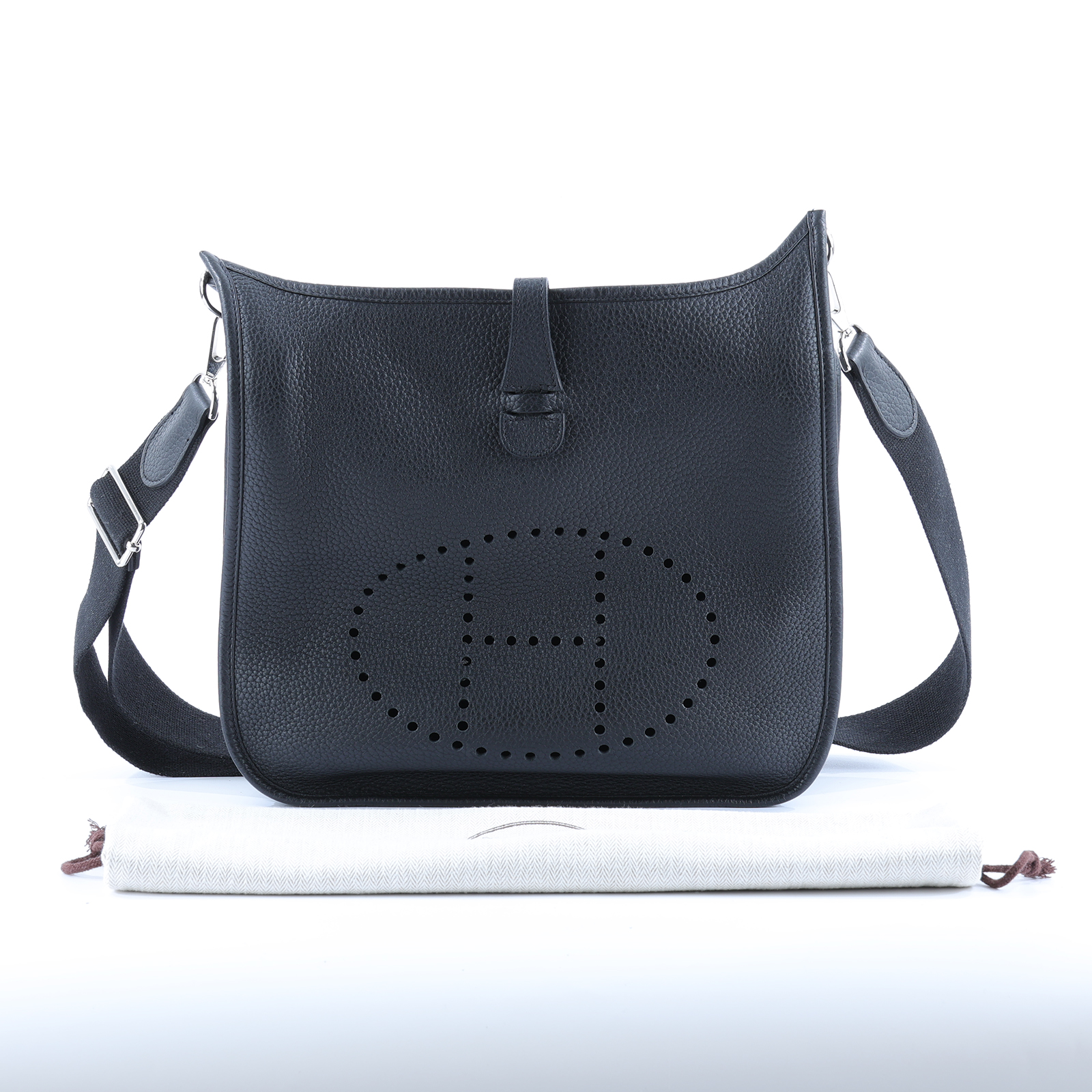 愛馬仕 Hermes Evelyne Bag 伊芙琳包 29 馬蹄型 EV29 口O刻 EVELYNE PM 黑 防塵袋/背帶