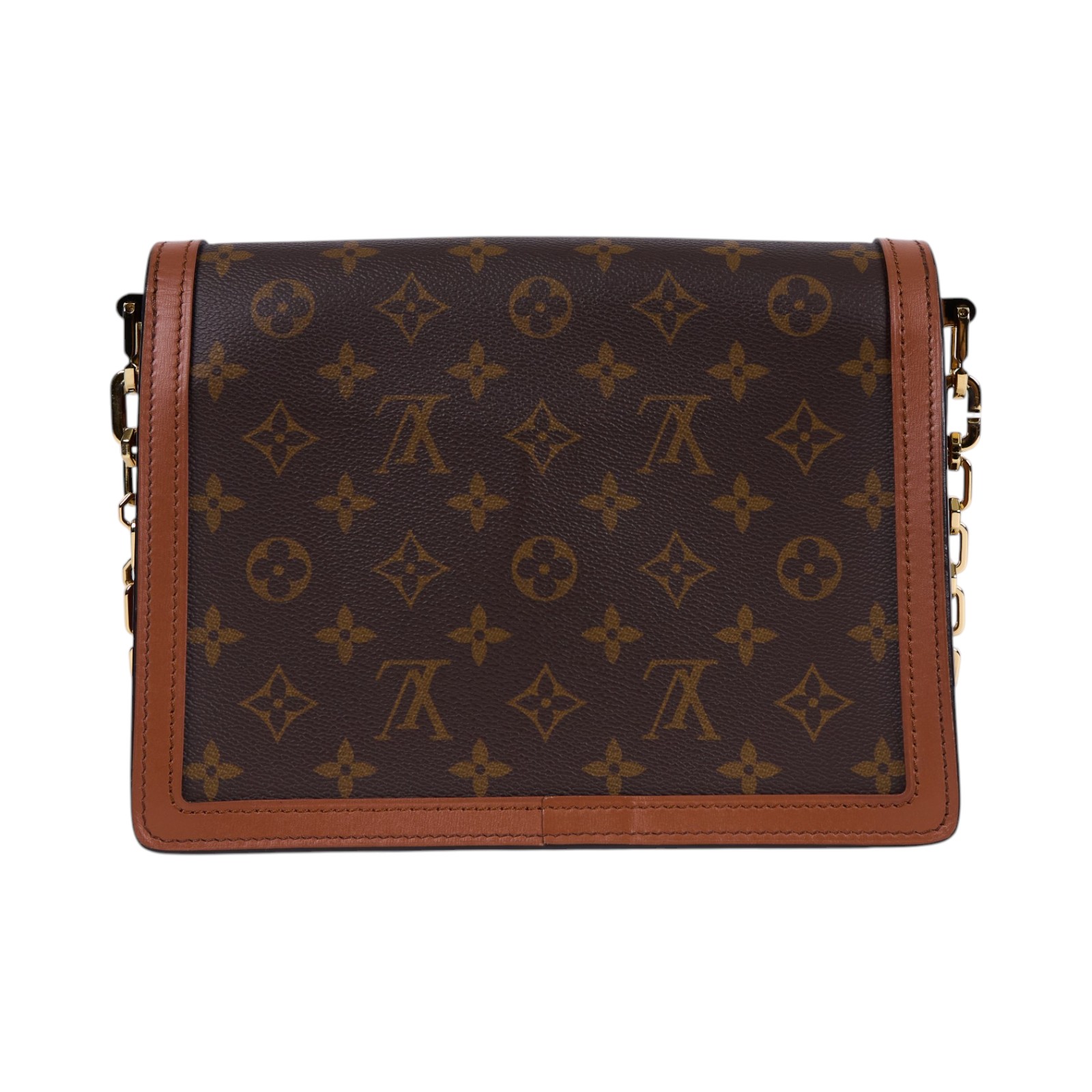 路易威登 LOUIS VUITTON Dauphine MM 手提包 雙色翻蓋斜背 鏈帶包 M45958  原廠盒子/防塵袋/購買證明/背帶2