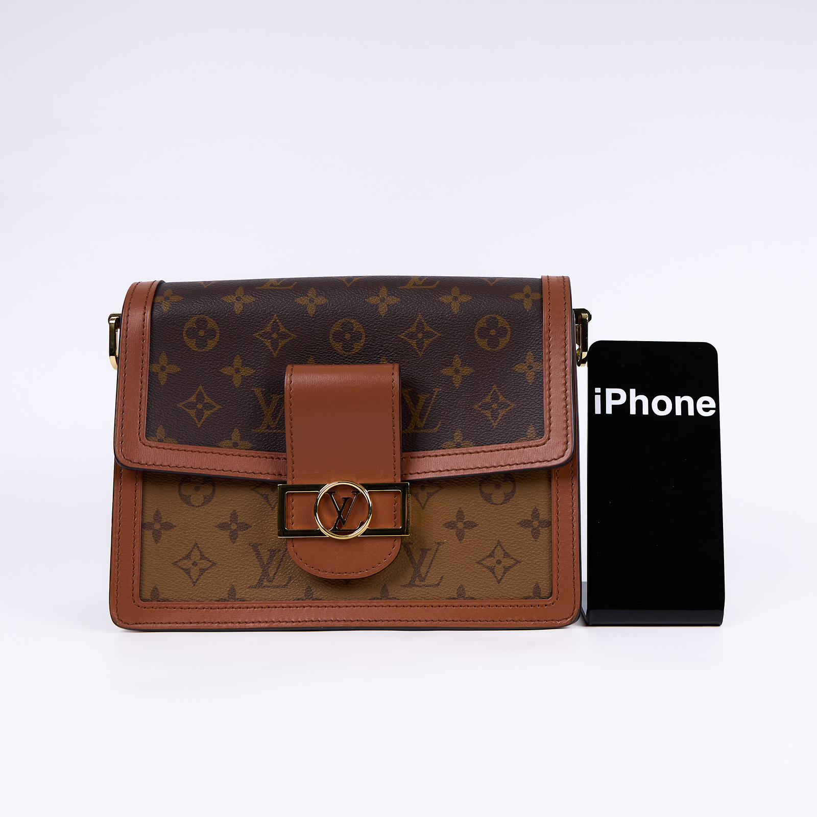 路易威登 LOUIS VUITTON Dauphine MM 手提包 雙色翻蓋斜背 鏈帶包 M45958  原廠盒子/防塵袋/購買證明/背帶2