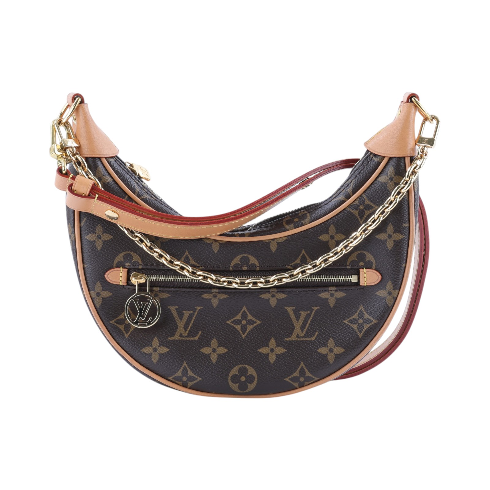 路易威登 LOUIS VUITTON Loop 半月 法棍包 豌豆包 老花 腋下單肩包 M81098 晶片款 原花LOOP彎月包 PM 背帶2