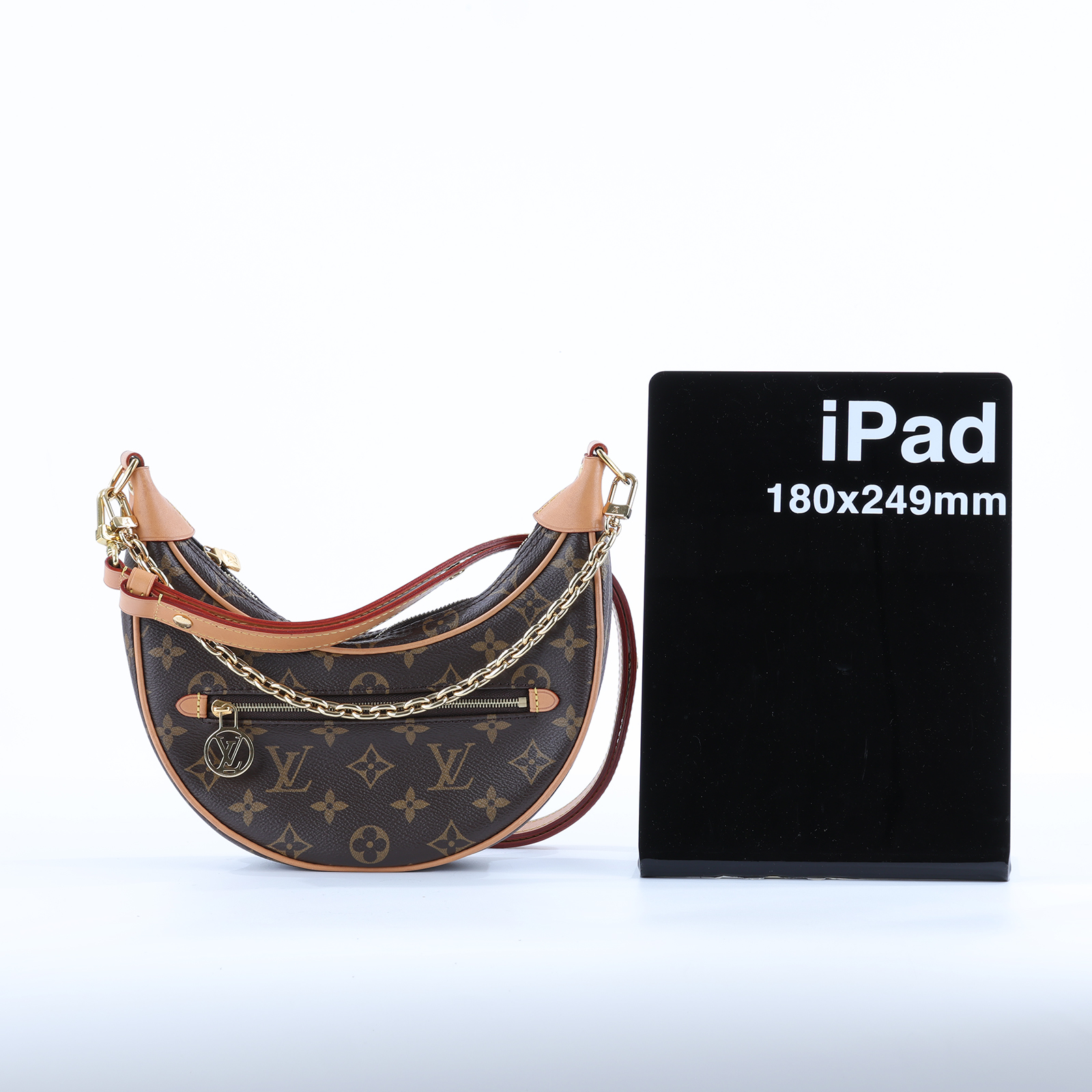 路易威登 LOUIS VUITTON Loop 半月 法棍包 豌豆包 老花 腋下單肩包 M81098 晶片款 原花LOOP彎月包 PM 背帶2