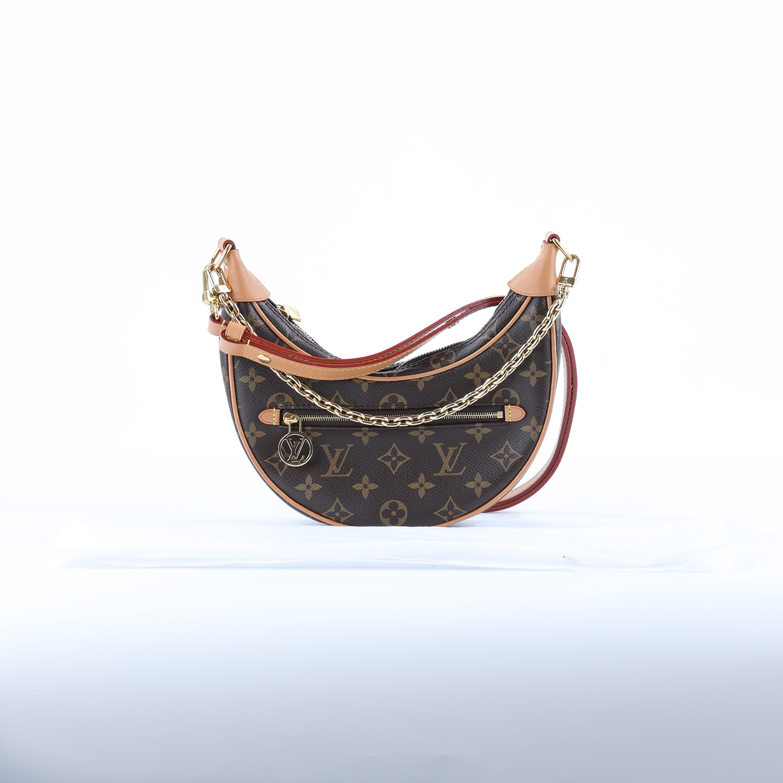 路易威登 LOUIS VUITTON Loop 半月 法棍包 豌豆包 老花 腋下單肩包 M81098 晶片款 原花LOOP彎月包 PM 背帶2