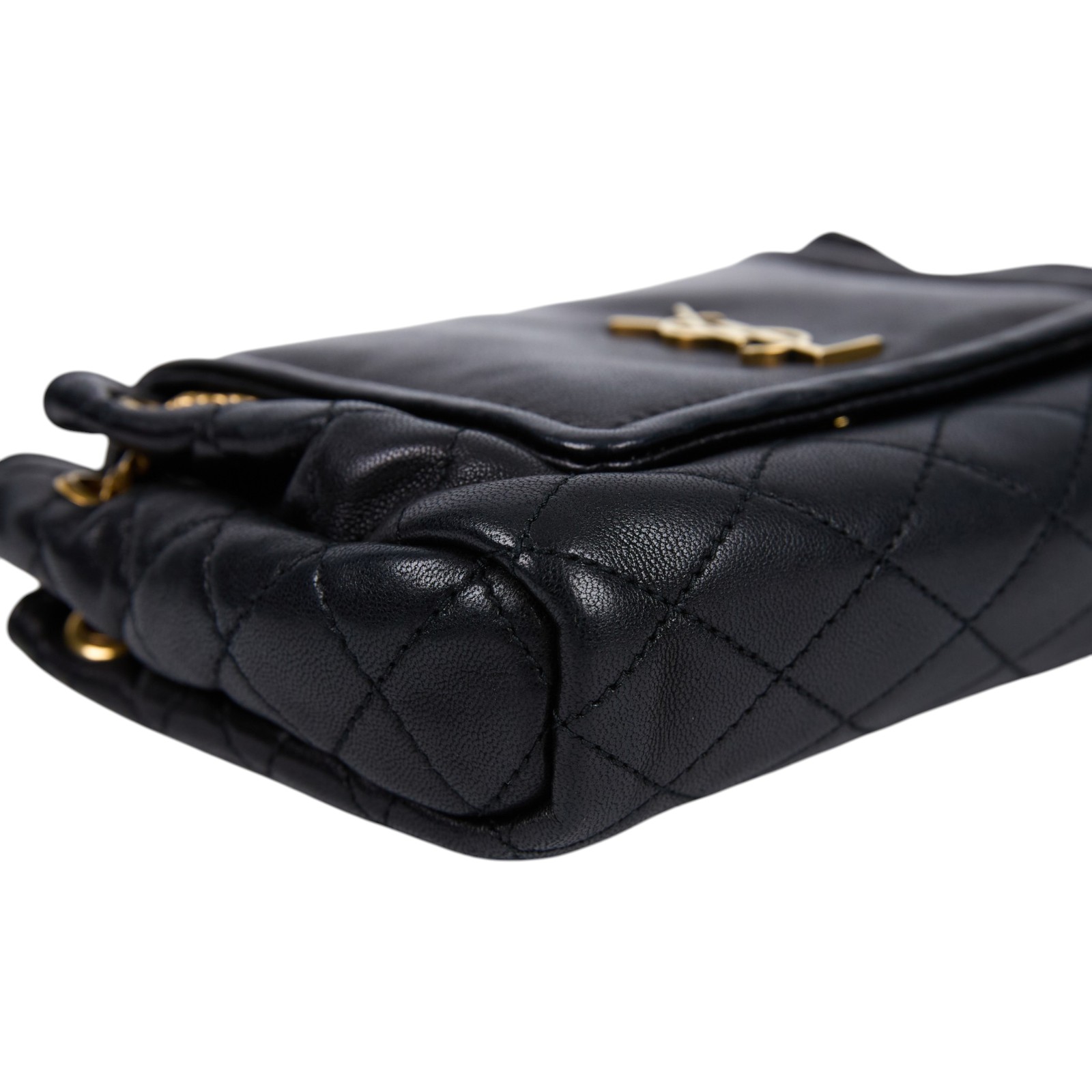 聖羅蘭 YSL SAINT LAURENT Nolia 小羊皮 迷你 手袋 肩背包 金色五金 6727381EL07 黑NOLITA MINI 原廠盒子