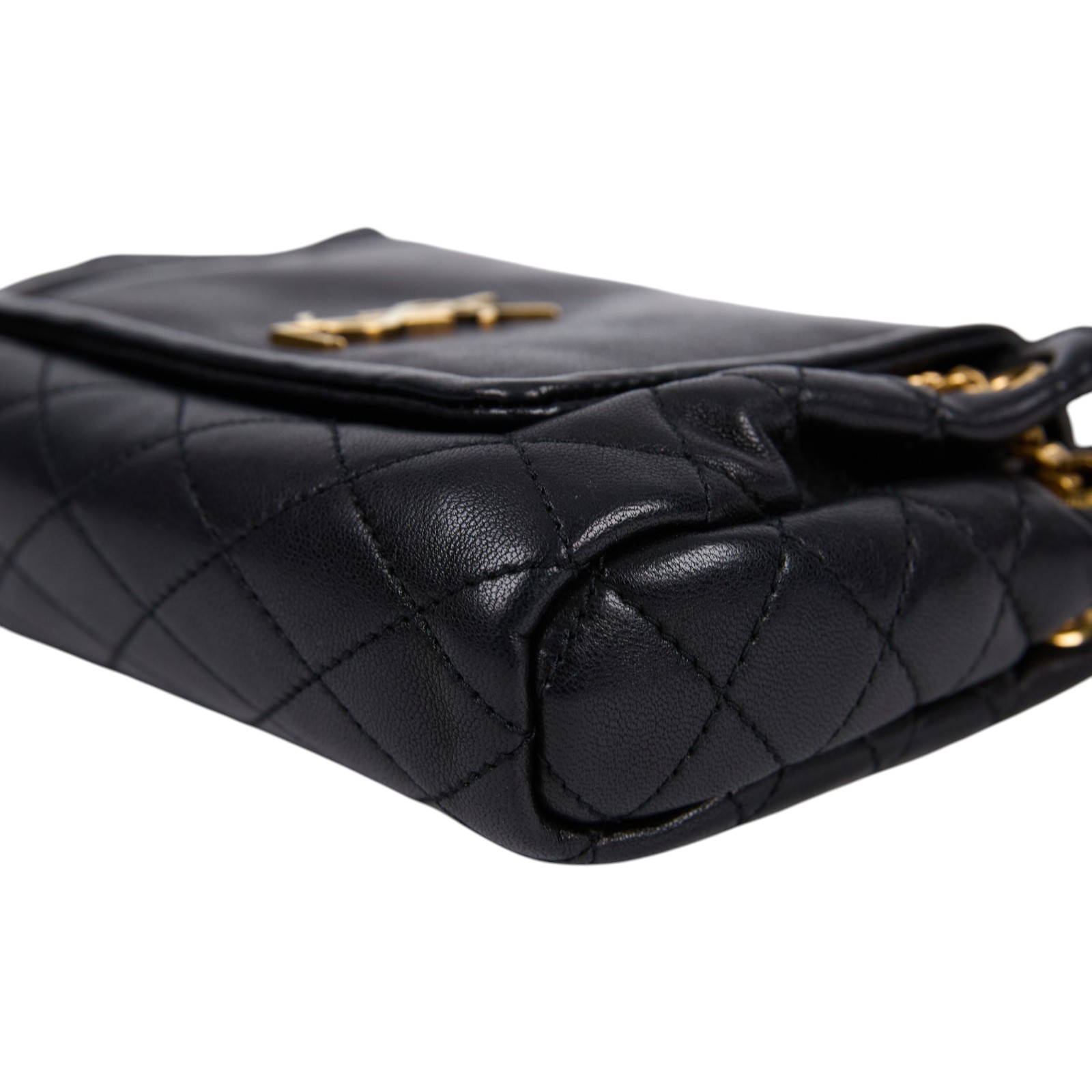 聖羅蘭 YSL SAINT LAURENT Nolia 小羊皮 迷你 手袋 肩背包 金色五金 6727381EL07 黑NOLITA MINI 原廠盒子
