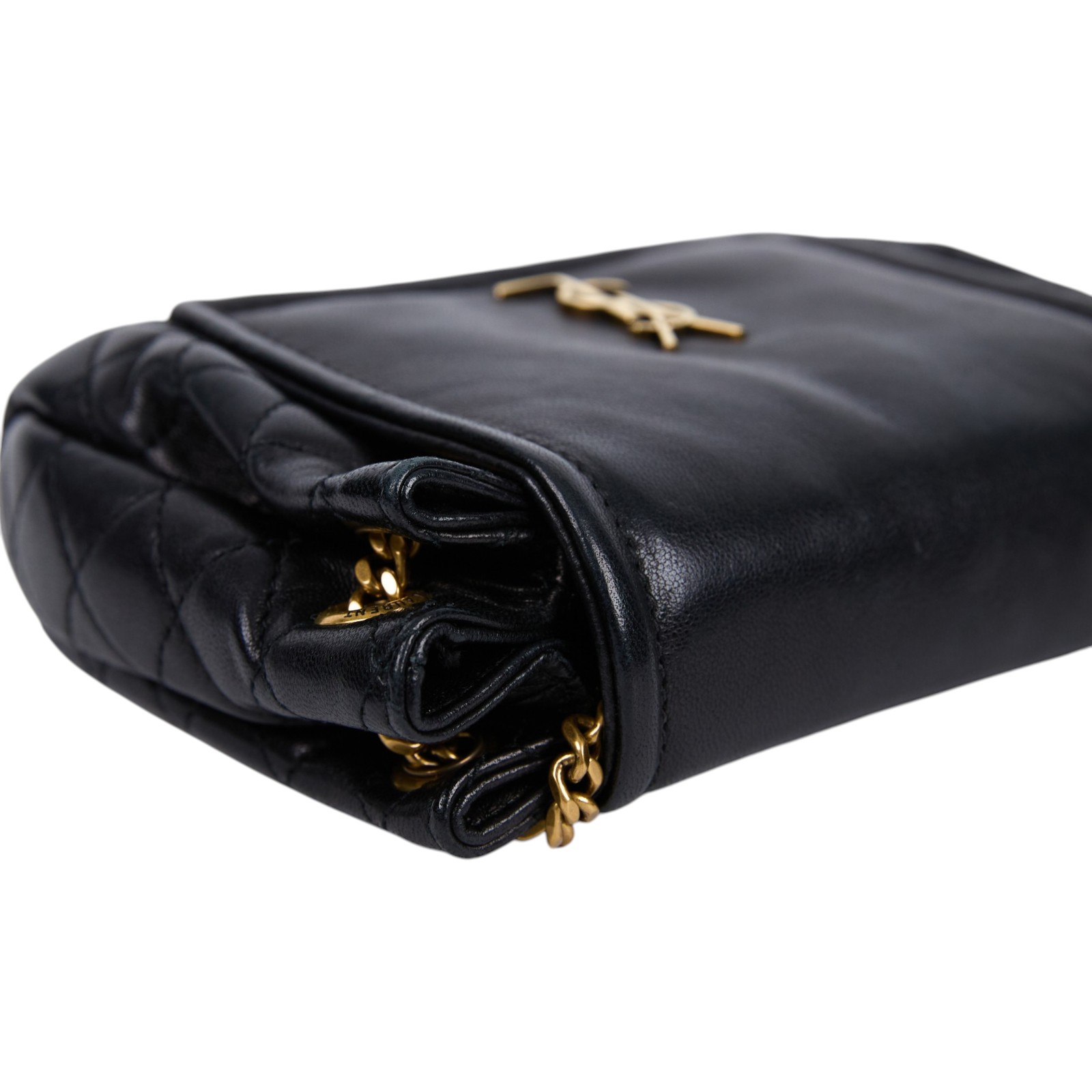 聖羅蘭 YSL SAINT LAURENT Nolia 小羊皮 迷你 手袋 肩背包 金色五金 6727381EL07 黑NOLITA MINI 原廠盒子