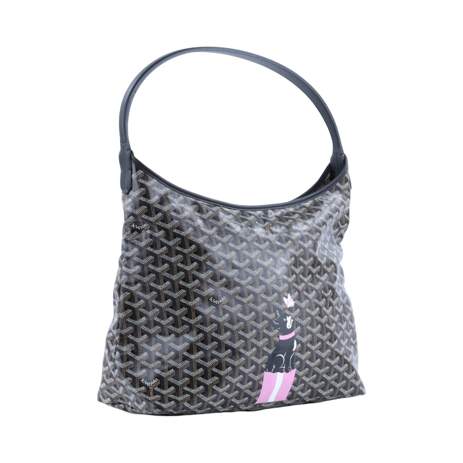 高雅德 GOYARD Bohème Hobo Bag PM 托特包 BOHEMEPMLTY 黑法鬥&amp;粉色蝴蝶手繪HOBO BOHEME PM 內袋
