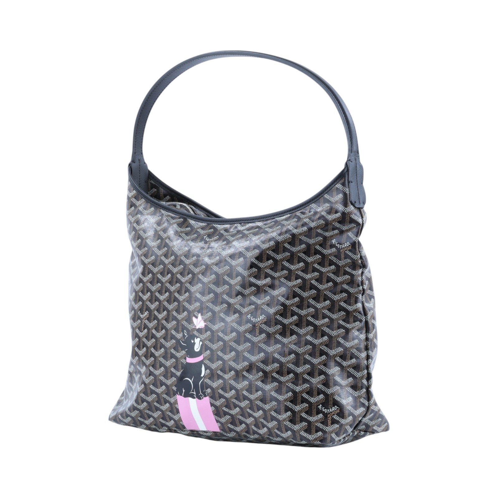 高雅德 GOYARD Bohème Hobo Bag PM 托特包 BOHEMEPMLTY 黑法鬥&amp;粉色蝴蝶手繪HOBO BOHEME PM 內袋