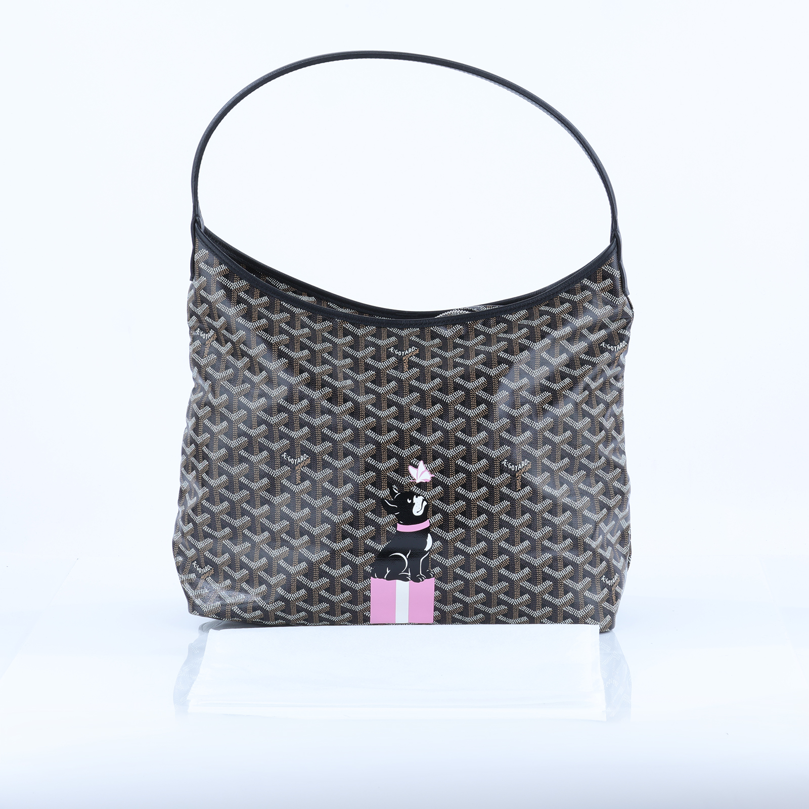 高雅德 GOYARD Bohème Hobo Bag PM 托特包 BOHEMEPMLTY 黑法鬥&amp;粉色蝴蝶手繪HOBO BOHEME PM 內袋