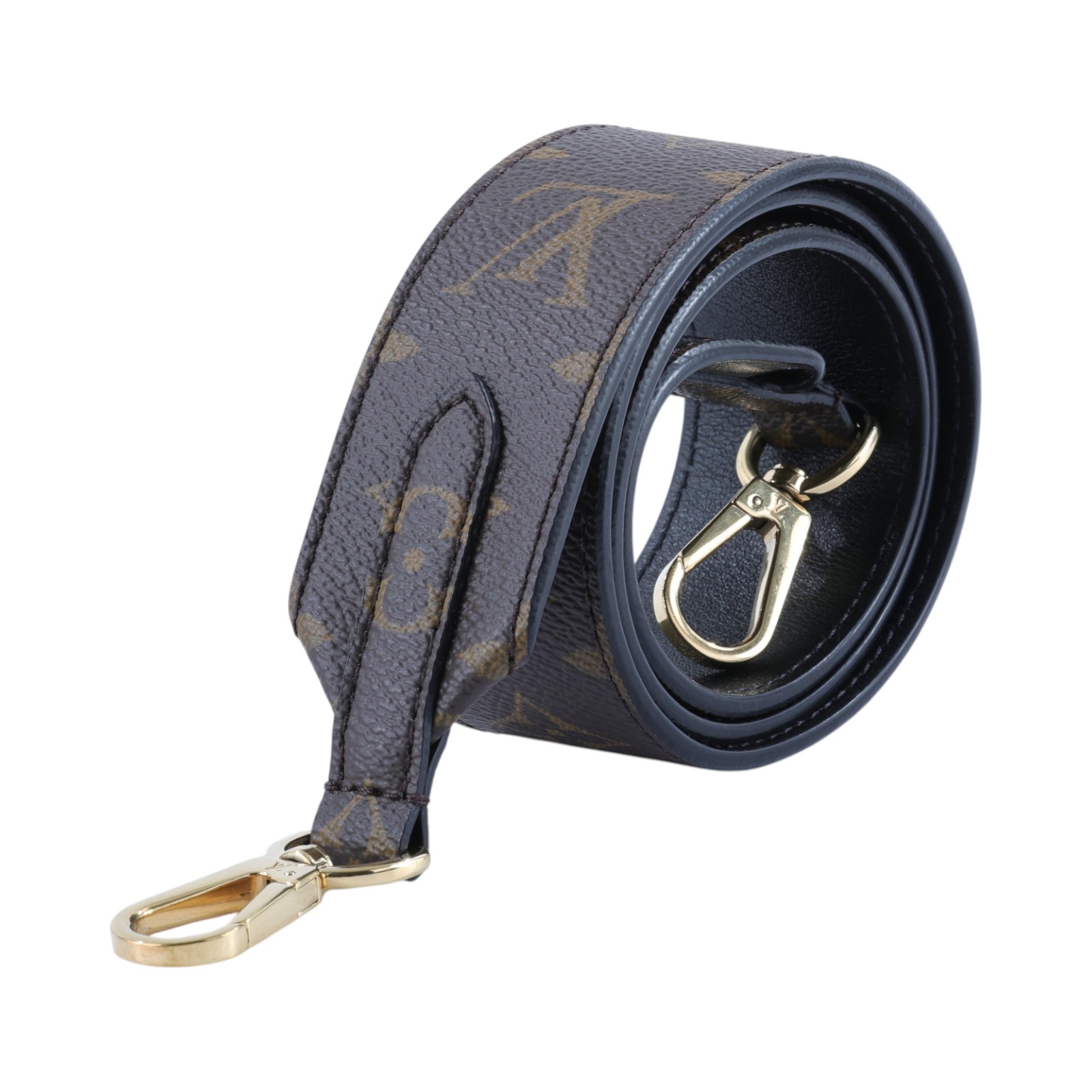 路易威登 LOUIS VUITTON Monogram 肩背帶 黑色 J02288 原花背帶 原廠盒子/防塵袋