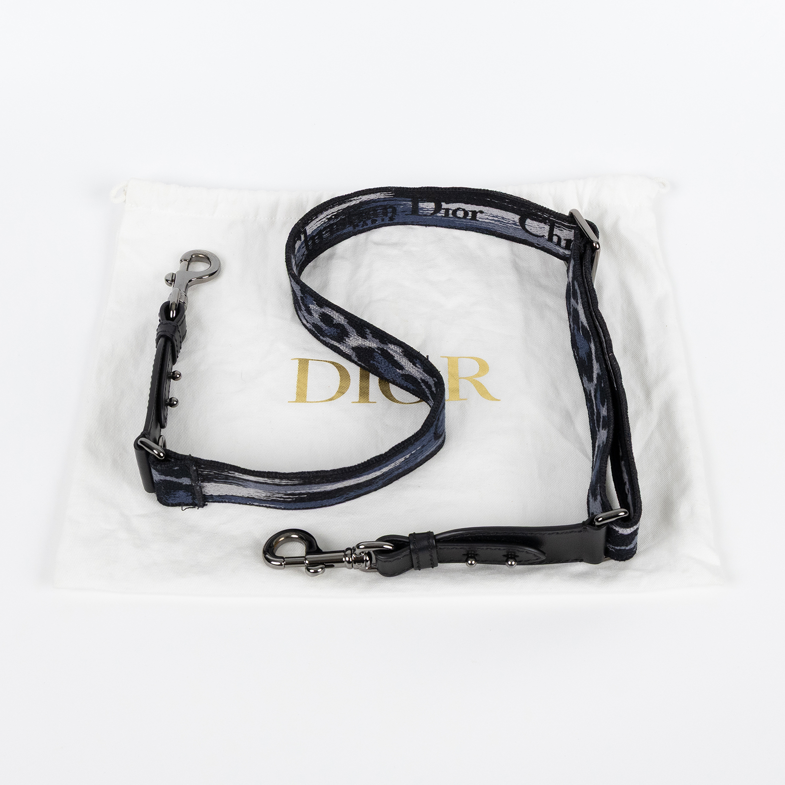 迪奧 CHRISTIAN DIOR 刺繡 肩帶 背帶 S8552CRHM 藍黑豹紋肩背帶 防塵袋