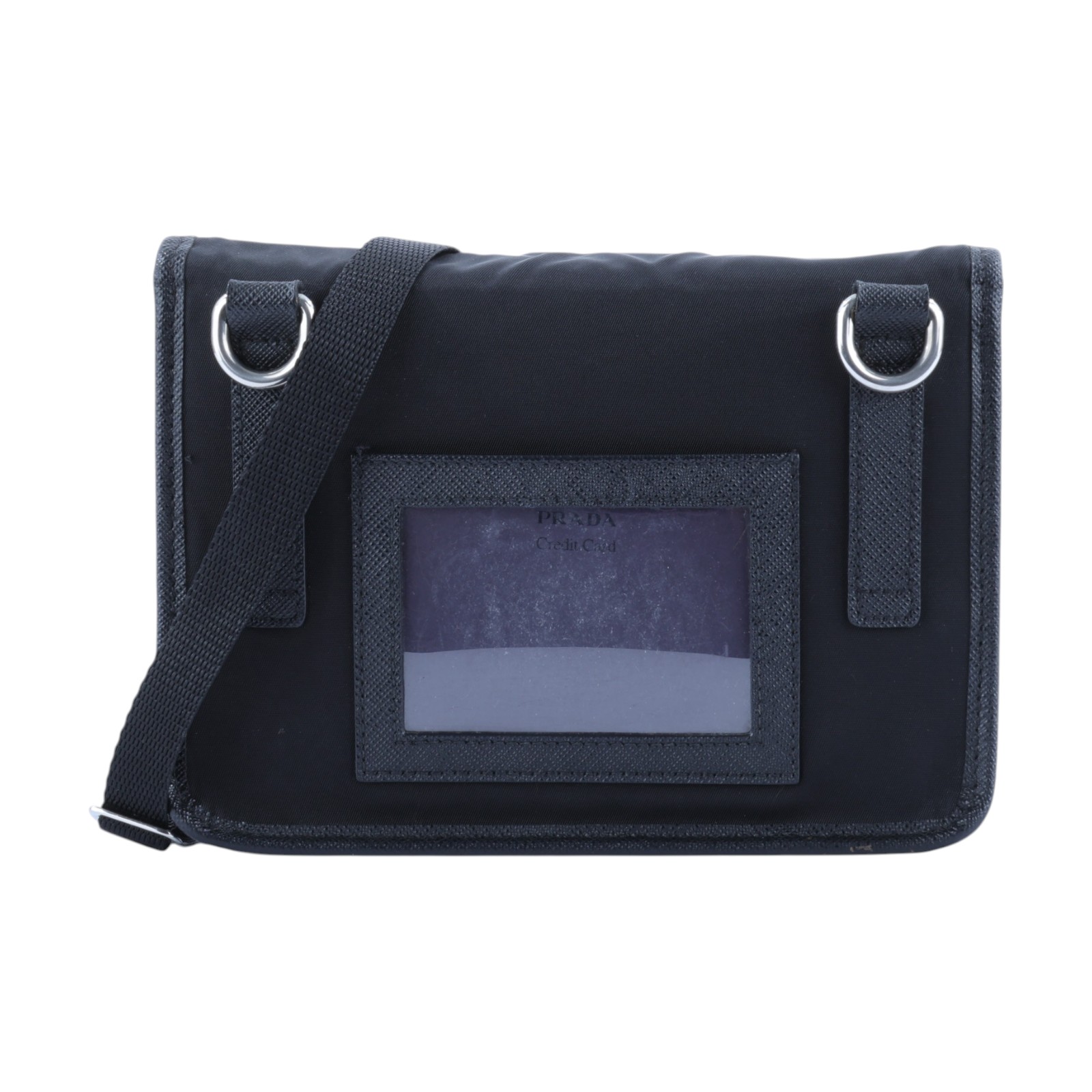 普拉達 PRADA Re-Nylon Saffiano 皮革 智能手機保護套 2ZH108_2DMH 黑尼龍手機包 原廠盒子/防塵袋/保證卡/背帶