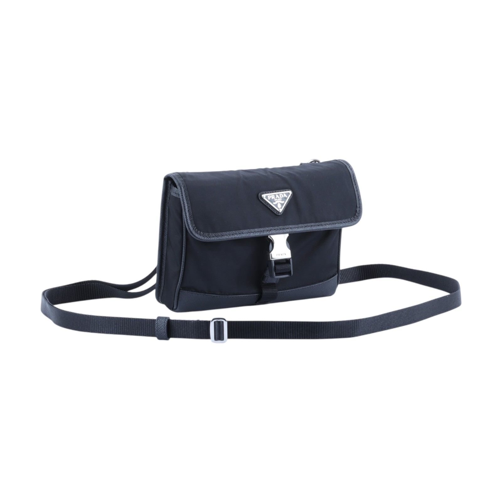 普拉達 PRADA Re-Nylon Saffiano 皮革 智能手機保護套 2ZH108_2DMH 黑尼龍手機包 原廠盒子/防塵袋/保證卡/背帶