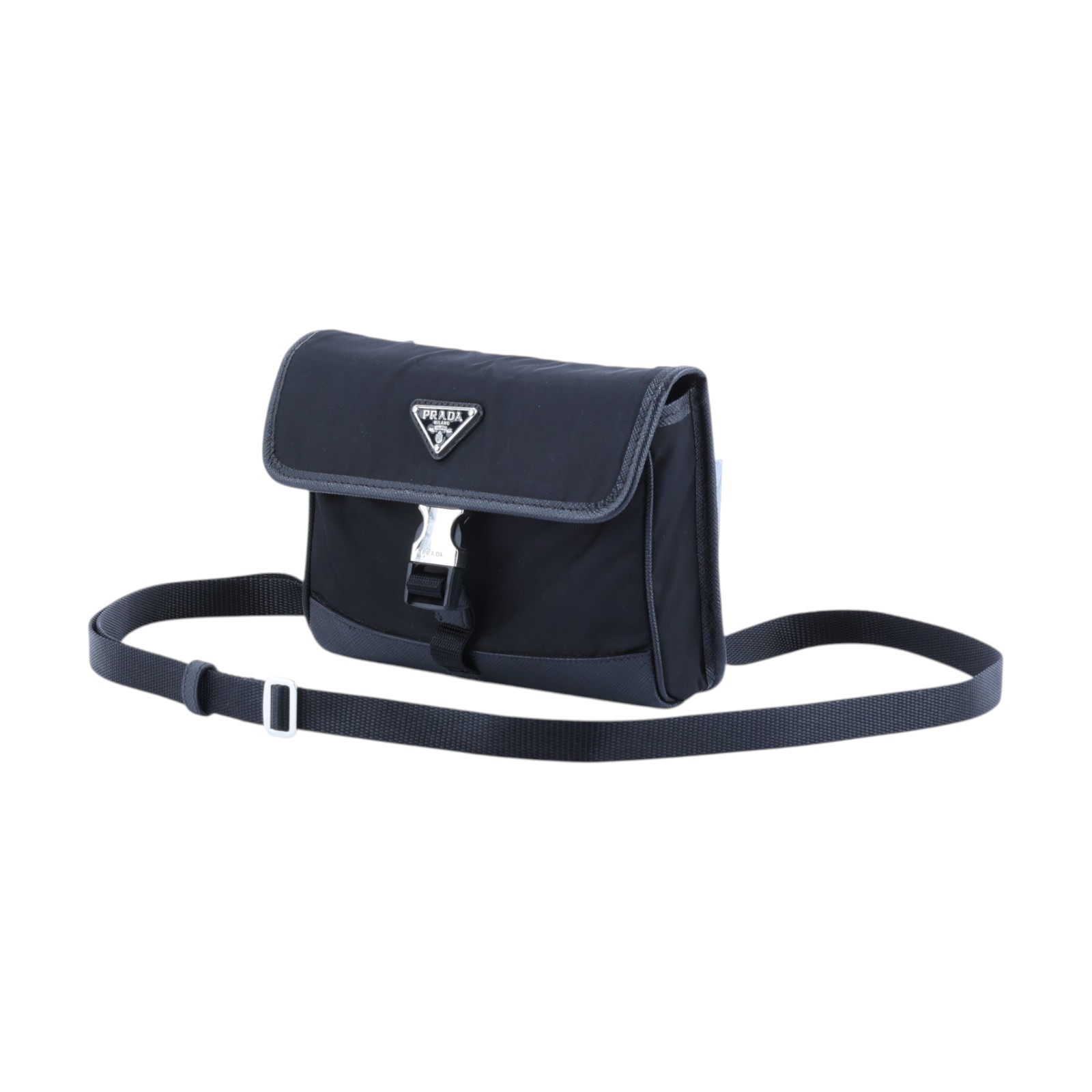 普拉達 PRADA Re-Nylon Saffiano 皮革 智能手機保護套 2ZH108_2DMH 黑尼龍手機包 原廠盒子/防塵袋/保證卡/背帶