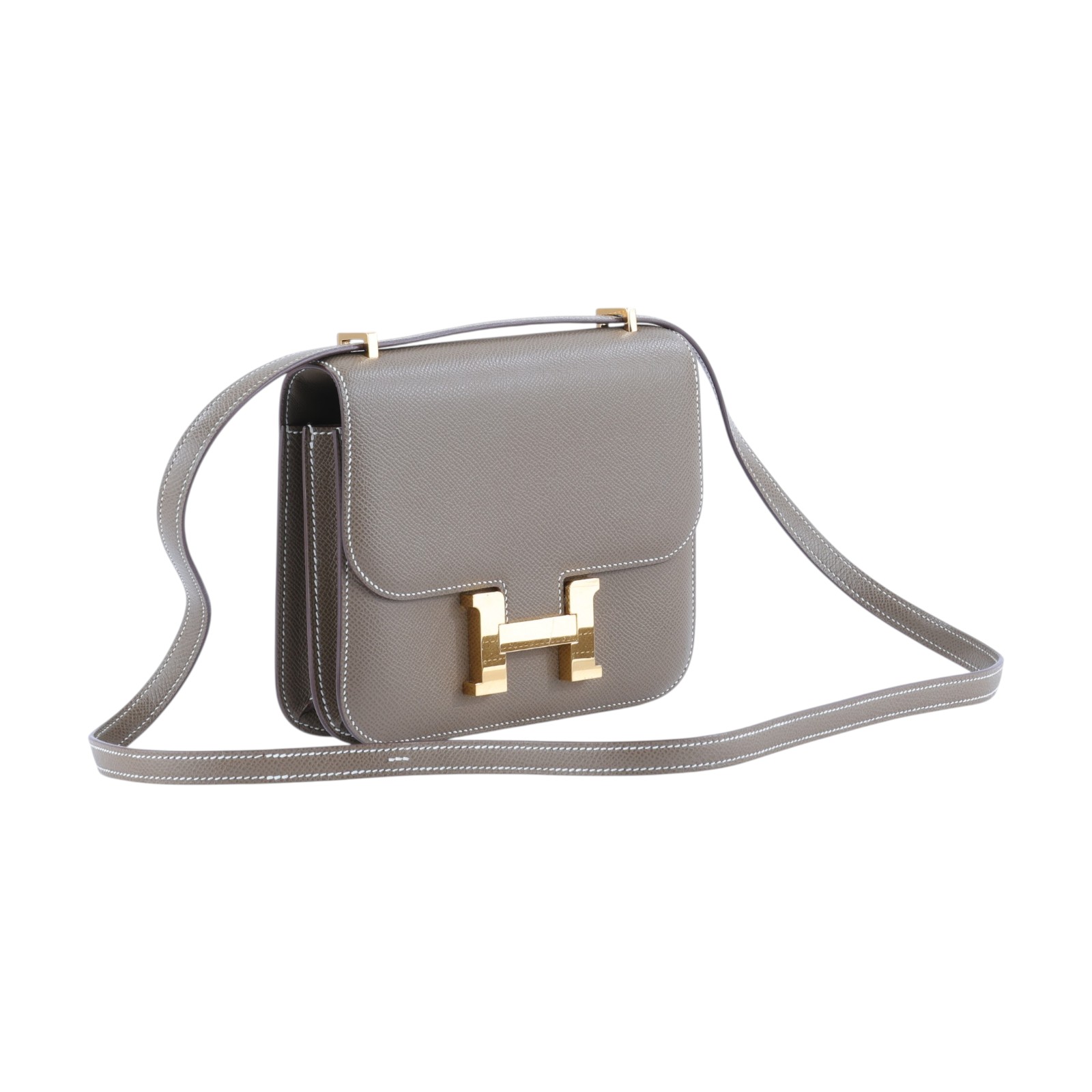 愛馬仕 Hermes Constance Bag 康康包 MIni 18  金色五金 大象灰 H083905CC18 /UCT514GU  原廠盒子/防塵袋/香港購買證明/鏡子