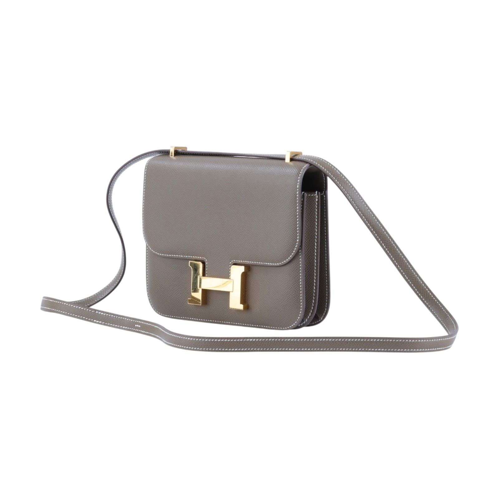 愛馬仕 Hermes Constance Bag 康康包 MIni 18  金色五金 大象灰 H083905CC18 /UCT514GU  原廠盒子/防塵袋/香港購買證明/鏡子