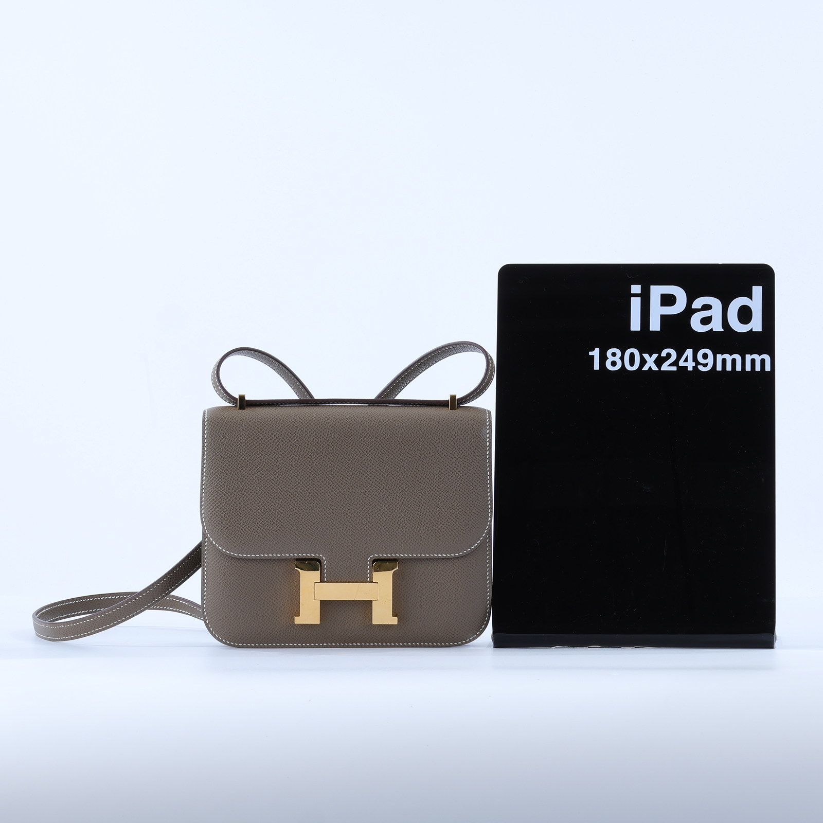 愛馬仕 Hermes Constance Bag 康康包 MIni 18  金色五金 大象灰 H083905CC18 /UCT514GU  原廠盒子/防塵袋/香港購買證明/鏡子