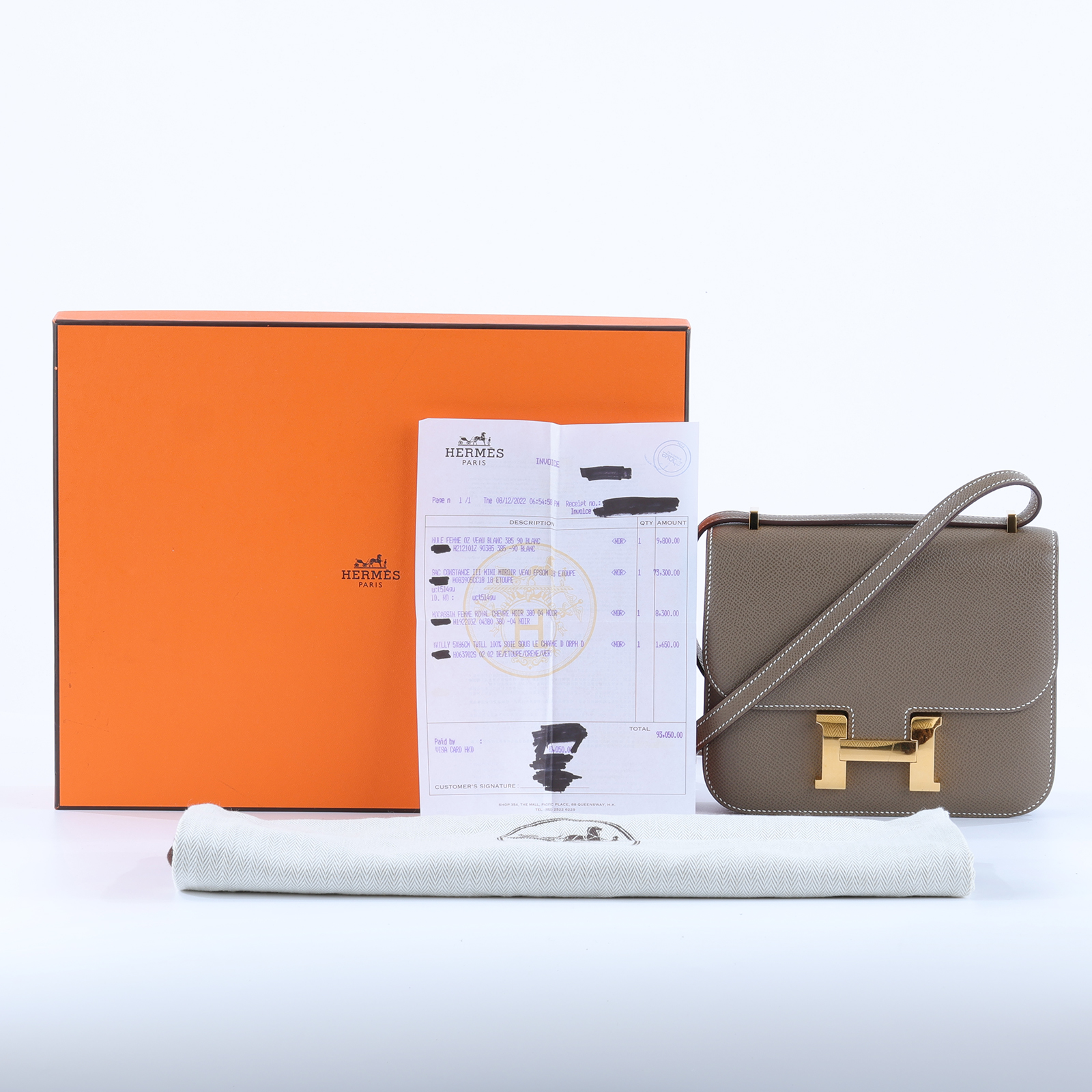 愛馬仕 Hermes Constance Bag 康康包 MIni 18  金色五金 大象灰 H083905CC18 /UCT514GU  原廠盒子/防塵袋/香港購買證明/鏡子