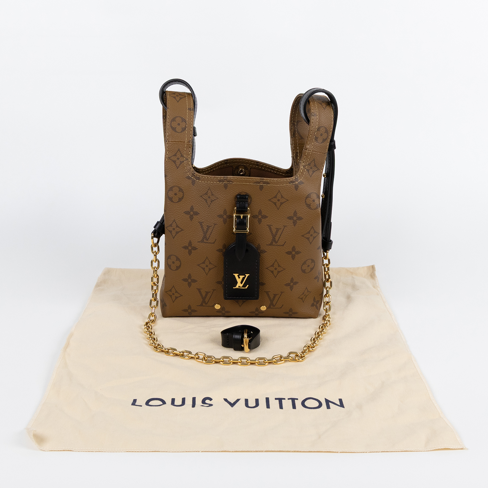 路易威登 LOUIS VUITTON Atlantis BB Reverse 帆布 手提 斜背包 M46816 晶片款  防塵袋