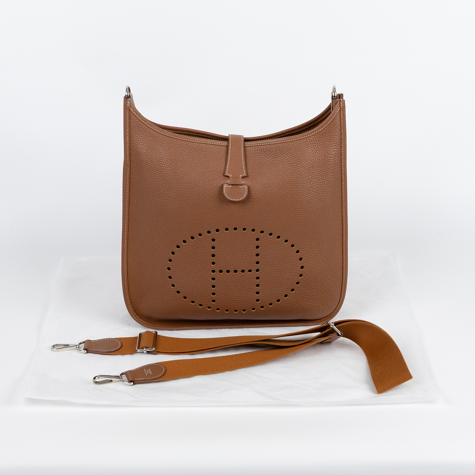 愛馬仕 Hermes Evelyne Bag 伊芙琳包 33 EV33 X BS 003 ZB X刻金棕EVELYNE33 背帶