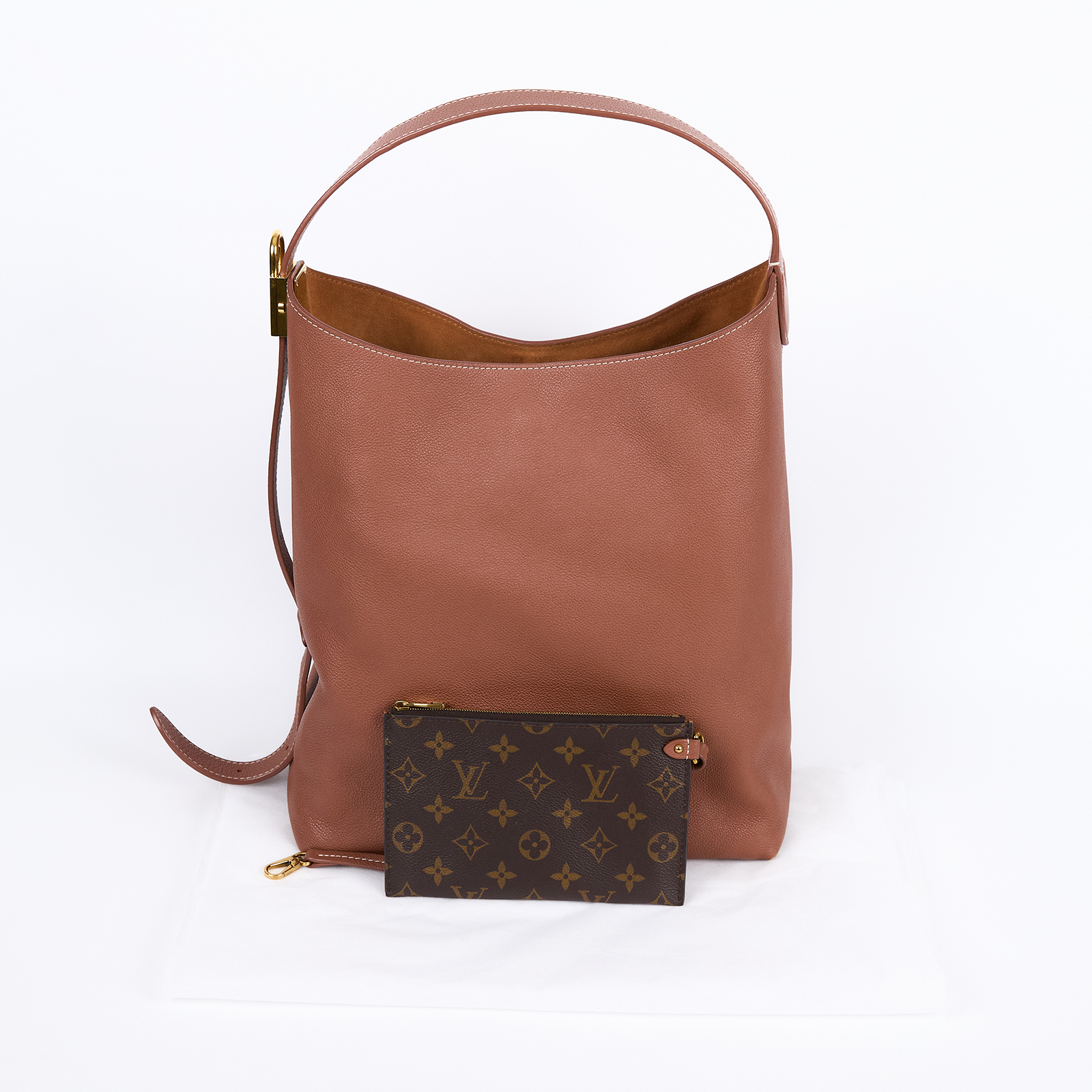 路易威登 LOUIS VUITTON Low Key Hobo MM 肩背包 斜背包 M24974 晶片款 棕Low Key Hobo MM 內袋