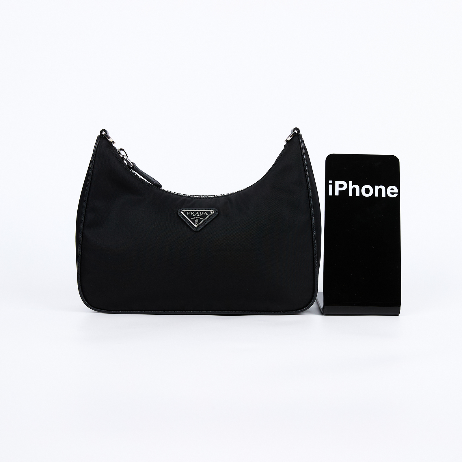 普拉達 PRADA Re-Edition 2005 Re-Nylon 手袋 1BH204_R064 黑銀NYLON三合一 HOBO 背帶2/防塵袋/內袋/吊牌