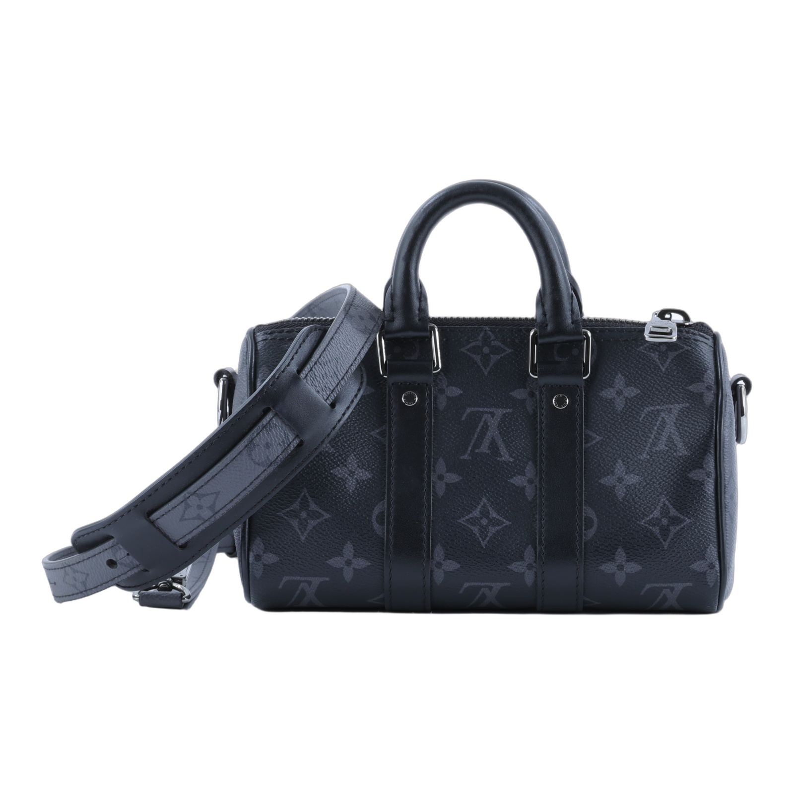 路易威登 LOUIS VUITTON KEEPALL XS 老花 小款 圓筒 側背包   M45947 晶片款 黑原花KEEPALL XS 防塵袋/背帶