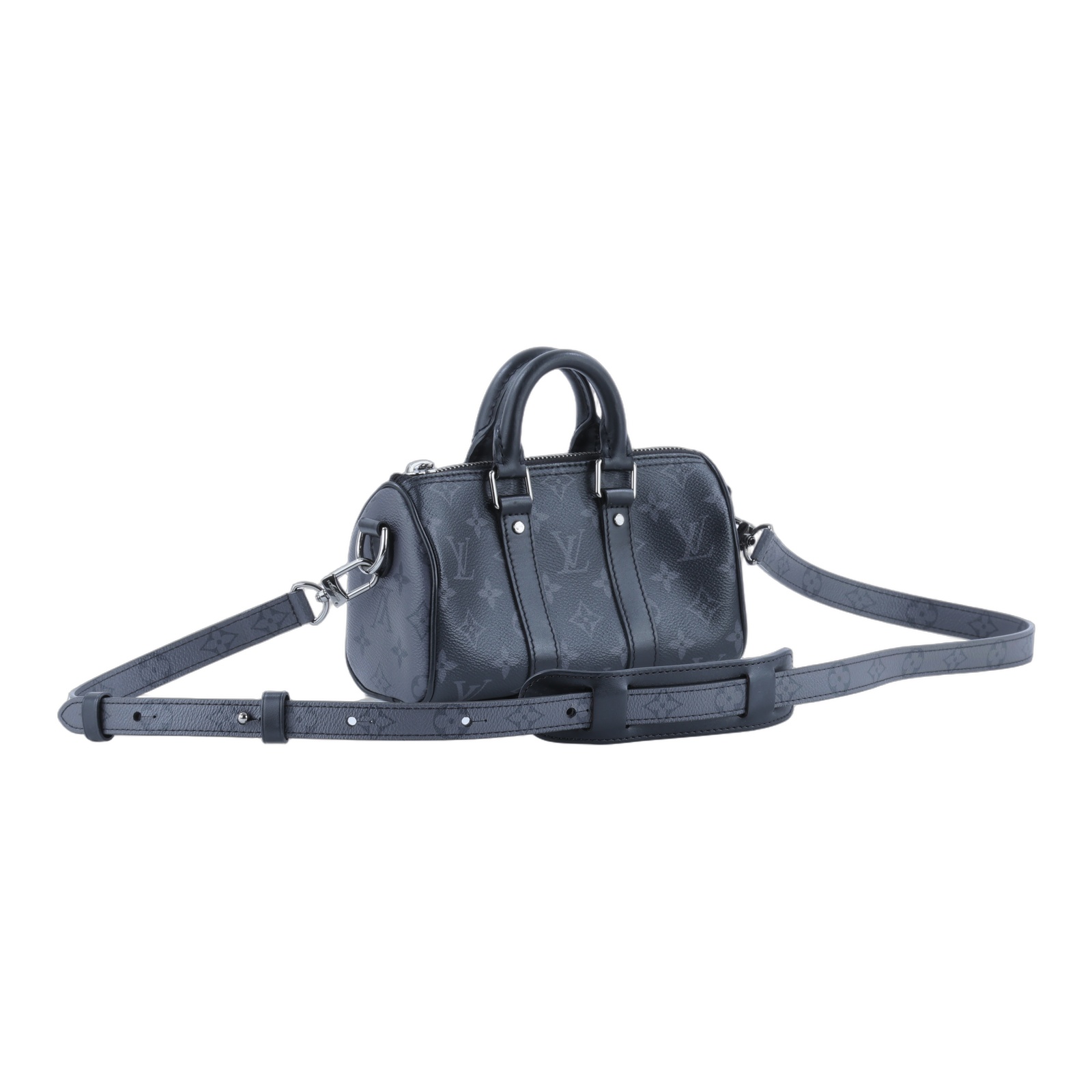 路易威登 LOUIS VUITTON KEEPALL XS 老花 小款 圓筒 側背包   M45947 晶片款 黑原花KEEPALL XS 防塵袋/背帶