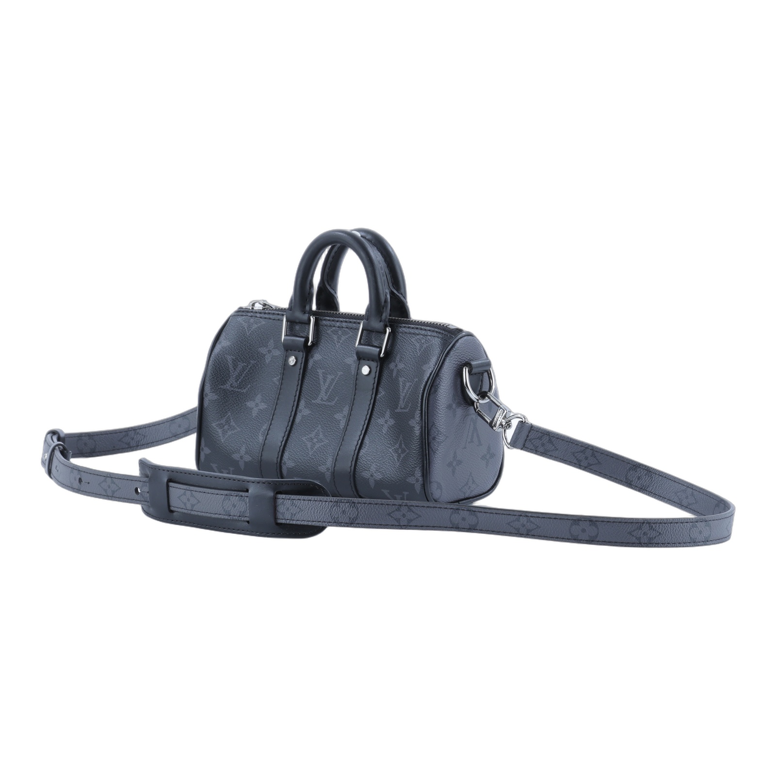 路易威登 LOUIS VUITTON KEEPALL XS 老花 小款 圓筒 側背包   M45947 晶片款 黑原花KEEPALL XS 防塵袋/背帶
