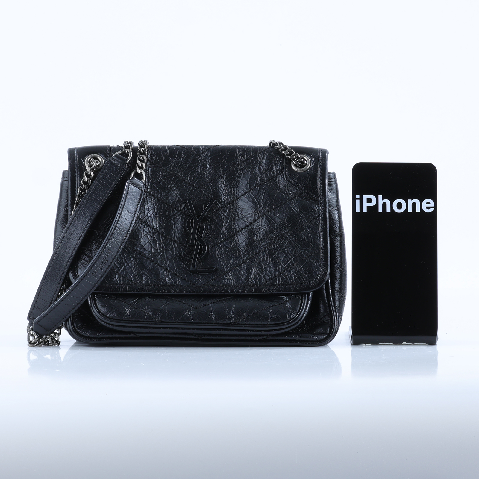 聖羅蘭 YSL SAINT LAURENT Niki 復古小牛皮 Baby 斜背 翻蓋包 5330370EN04 黑NIKI BABY 防塵袋