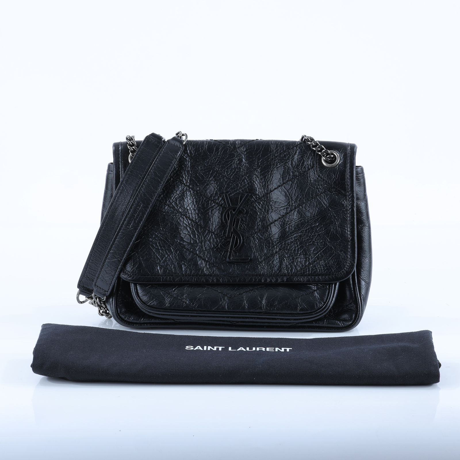 聖羅蘭 YSL SAINT LAURENT Niki 復古小牛皮 Baby 斜背 翻蓋包 5330370EN04 黑NIKI BABY 防塵袋