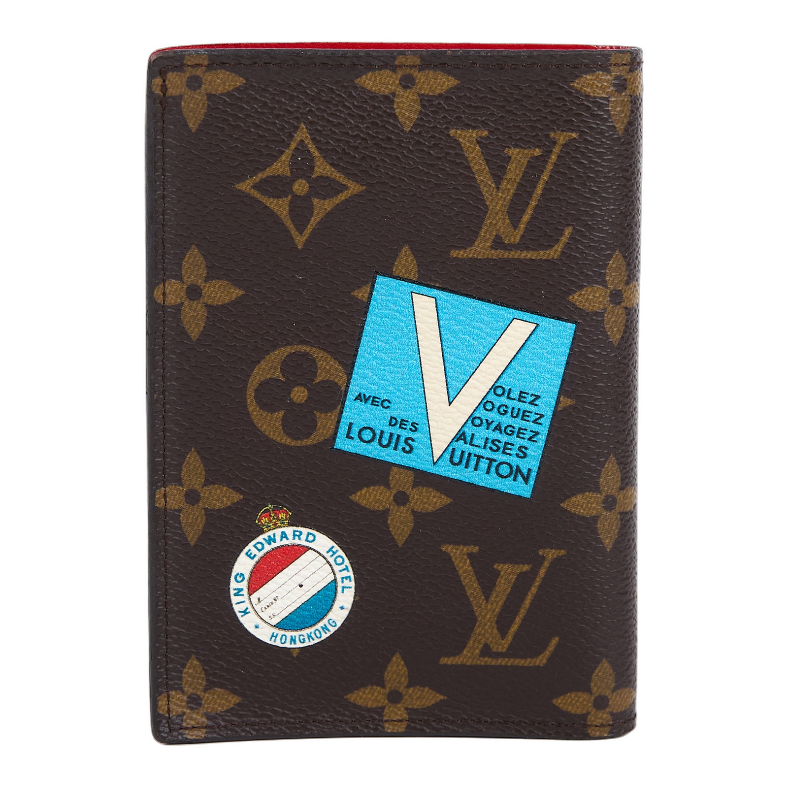 路易威登 LOUIS VUITTON 護照封套 護照夾老花帆布 M64502 原花MY LV WORLD TOUR紅內裡訂製護照套 無附屬品