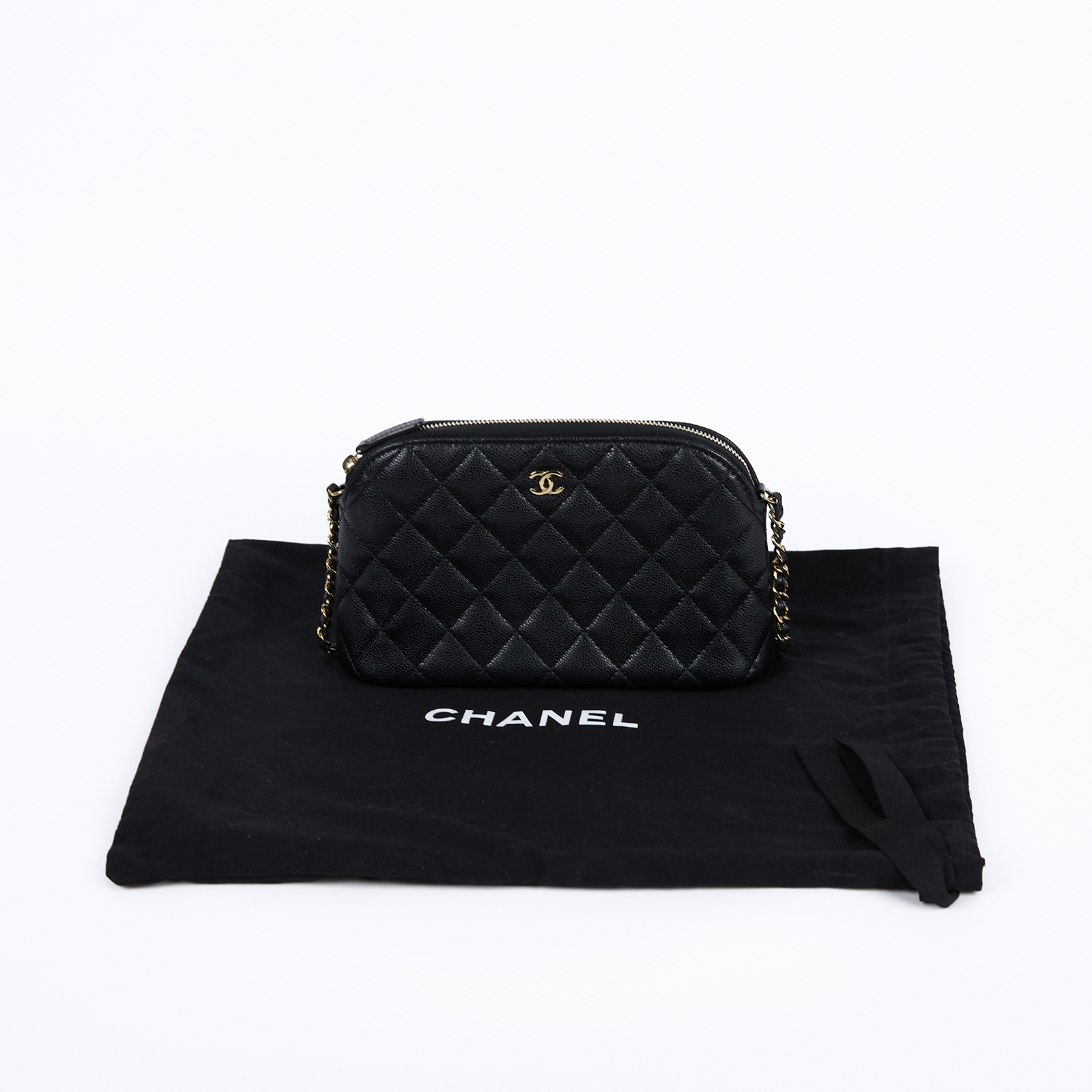 香奈兒 CHANEL 經典鍊帶 手提包 AP4016 晶片款 黑金荔枝貝殼WOC 防塵袋