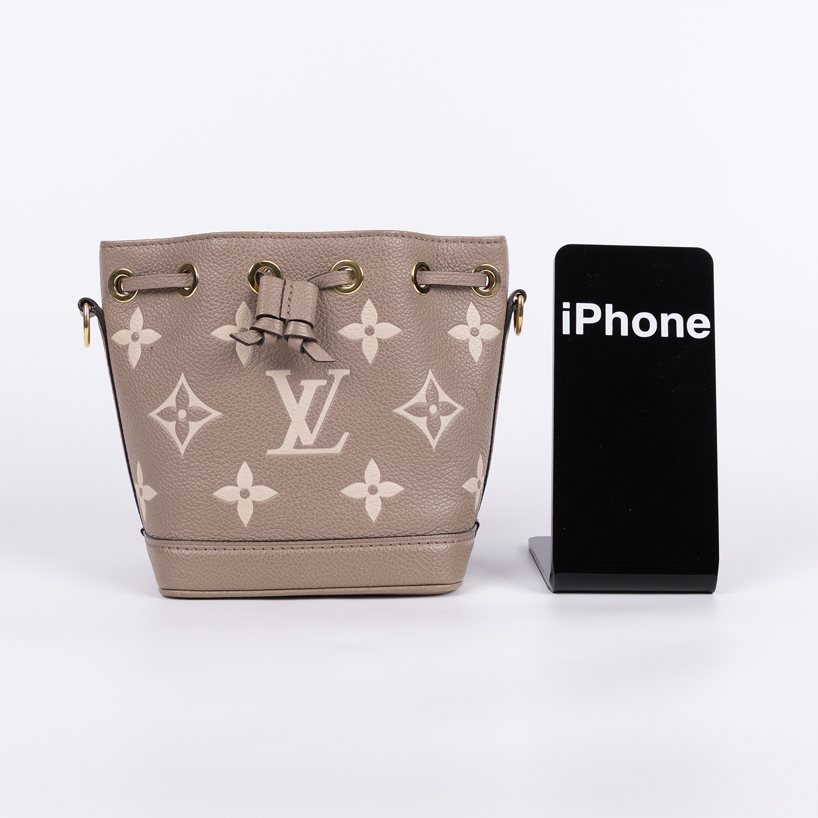 路易威登 LOUIS VUITTON Nano Noé 束口水桶包 Tourterelle 灰色 Cream色 M46291 晶片款  背帶X2