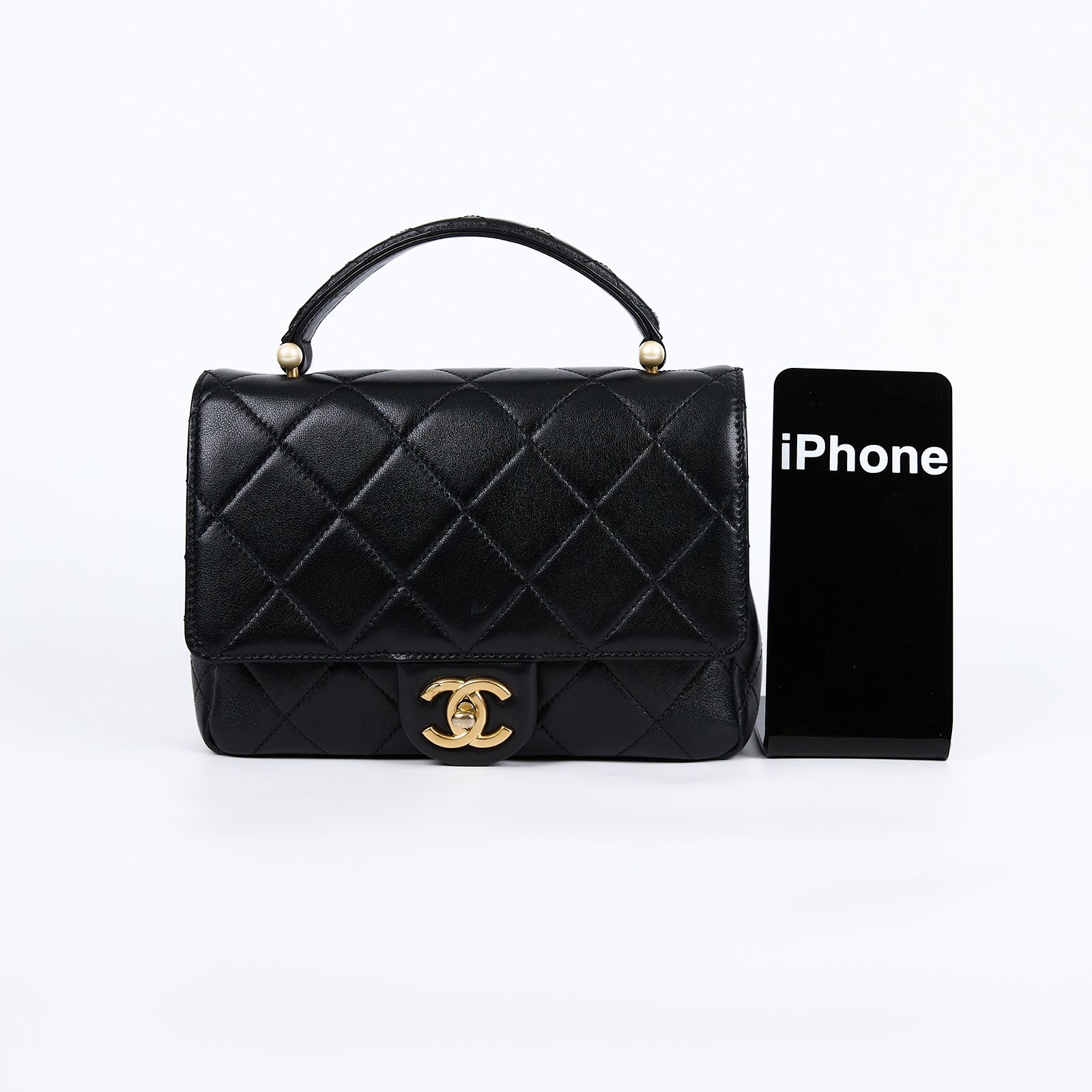 香奈兒 CHANEL Coco Handle CF 20 口蓋包 手提包 斜背包 AS5399 晶片款 黑羊珍珠翻蓋提把肩背包 防塵袋