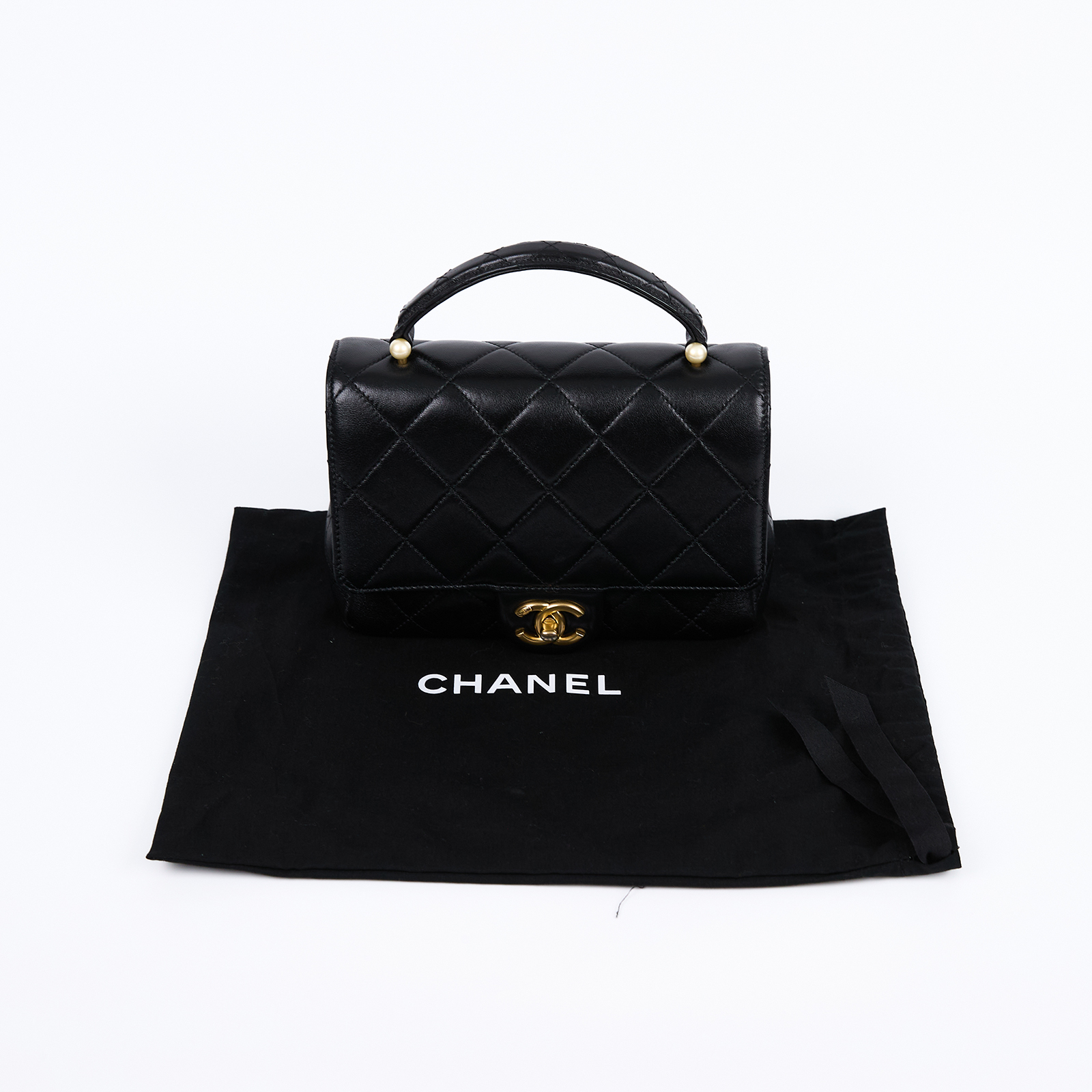 香奈兒 CHANEL Coco Handle CF 20 口蓋包 手提包 斜背包 AS5399 晶片款 黑羊珍珠翻蓋提把肩背包 防塵袋