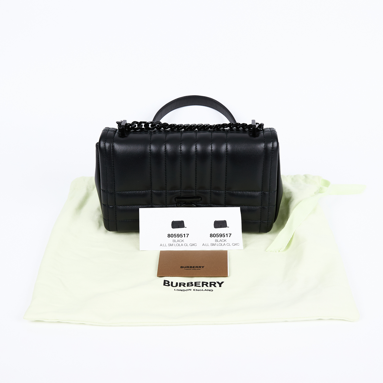 博柏利 BURBERRY Small Lola 肩背包 斜背包 8059517 全黑款TB LOGO黑羊皮 LOLA 防塵袋