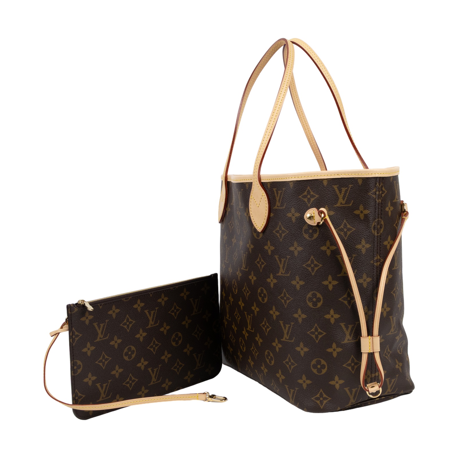 路易威登 LOUIS VUITTON Neverfull MM  經典帆布 肩背 購物袋 紅玫米黃雙色內襯 M46975 晶片款  防塵袋/內袋