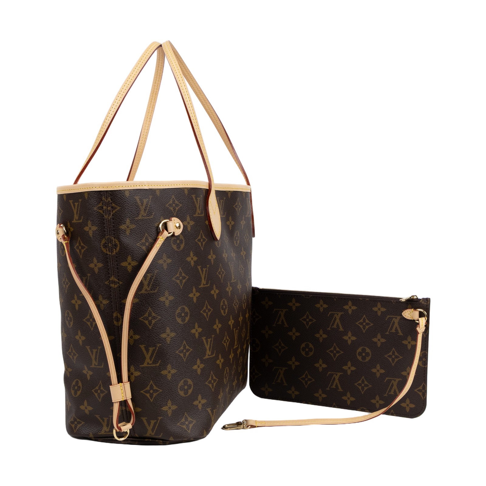 路易威登 LOUIS VUITTON Neverfull MM  經典帆布 肩背 購物袋 紅玫米黃雙色內襯 M46975 晶片款  防塵袋/內袋