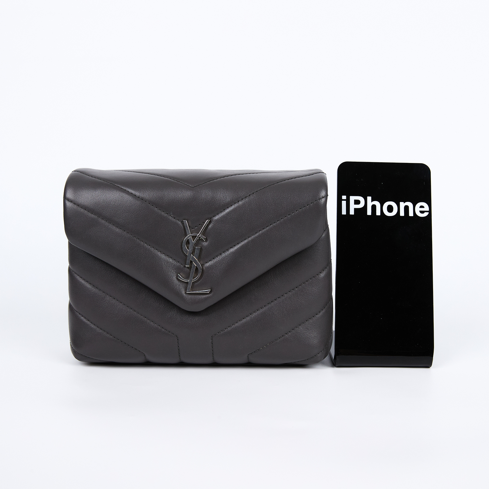 聖羅蘭 YSL SAINT LAURENT Loulou 絎縫 皮革 TOY 手袋 銀色五金 467072DV706 灰銀LOULOU TOY 防塵袋