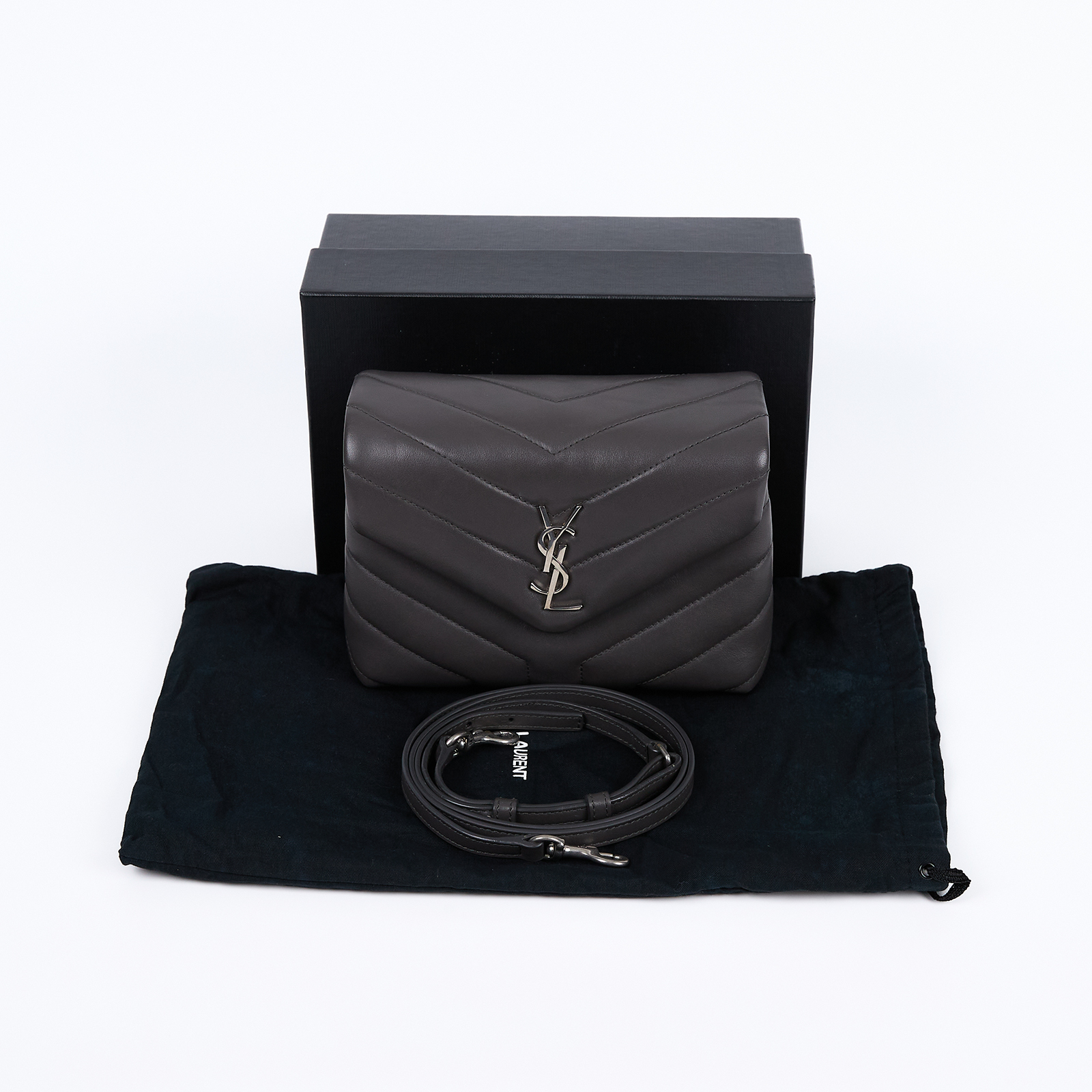 聖羅蘭 YSL SAINT LAURENT Loulou 絎縫 皮革 TOY 手袋 銀色五金 467072DV706 灰銀LOULOU TOY 防塵袋