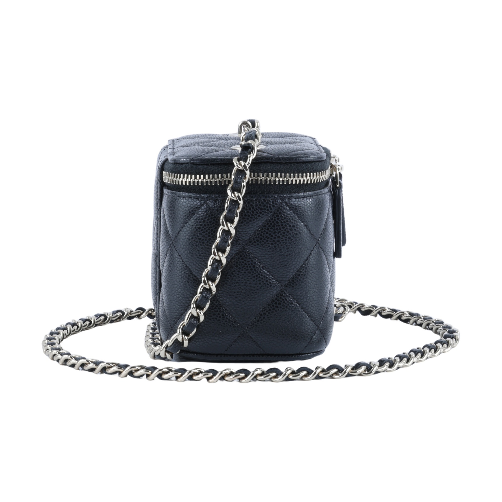 香奈兒 CHANEL Vanity Case 斜背包 化妝箱 化妝包 AP1340 B10583 晶片款 黑金荔枝MINI VANITY CASE 原廠盒子/購買證明