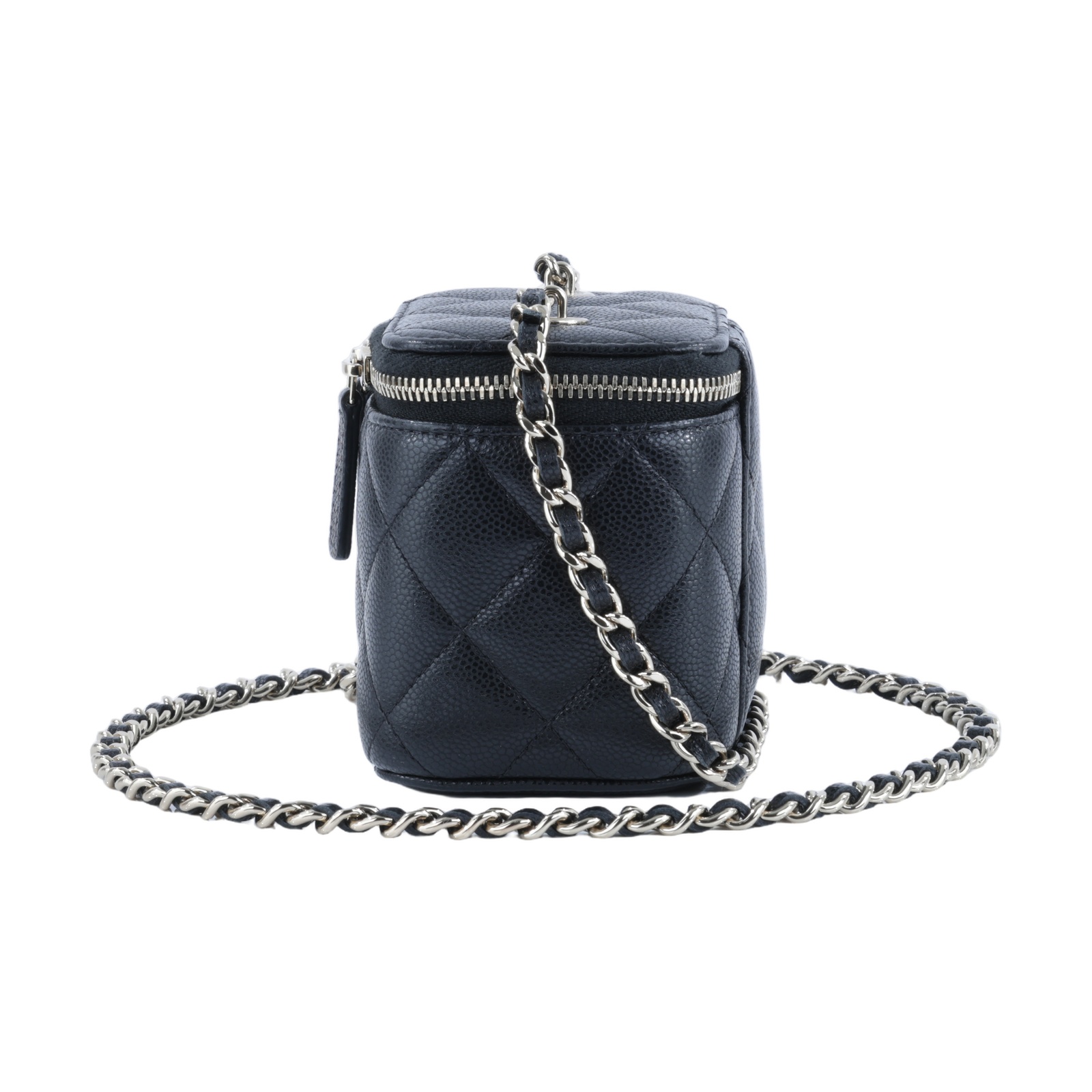 香奈兒 CHANEL Vanity Case 斜背包 化妝箱 化妝包 AP1340 B10583 晶片款 黑金荔枝MINI VANITY CASE 原廠盒子/購買證明