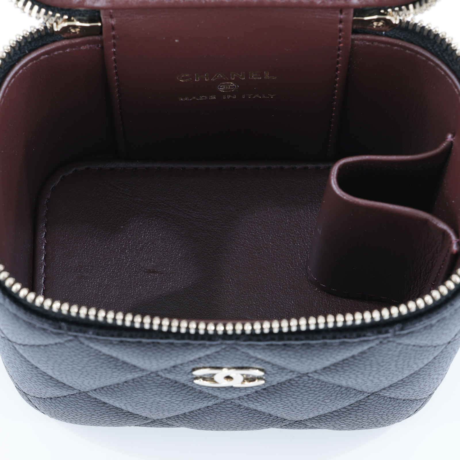 香奈兒 CHANEL Vanity Case 斜背包 化妝箱 化妝包 AP1340 B10583 晶片款 黑金荔枝MINI VANITY CASE 原廠盒子/購買證明