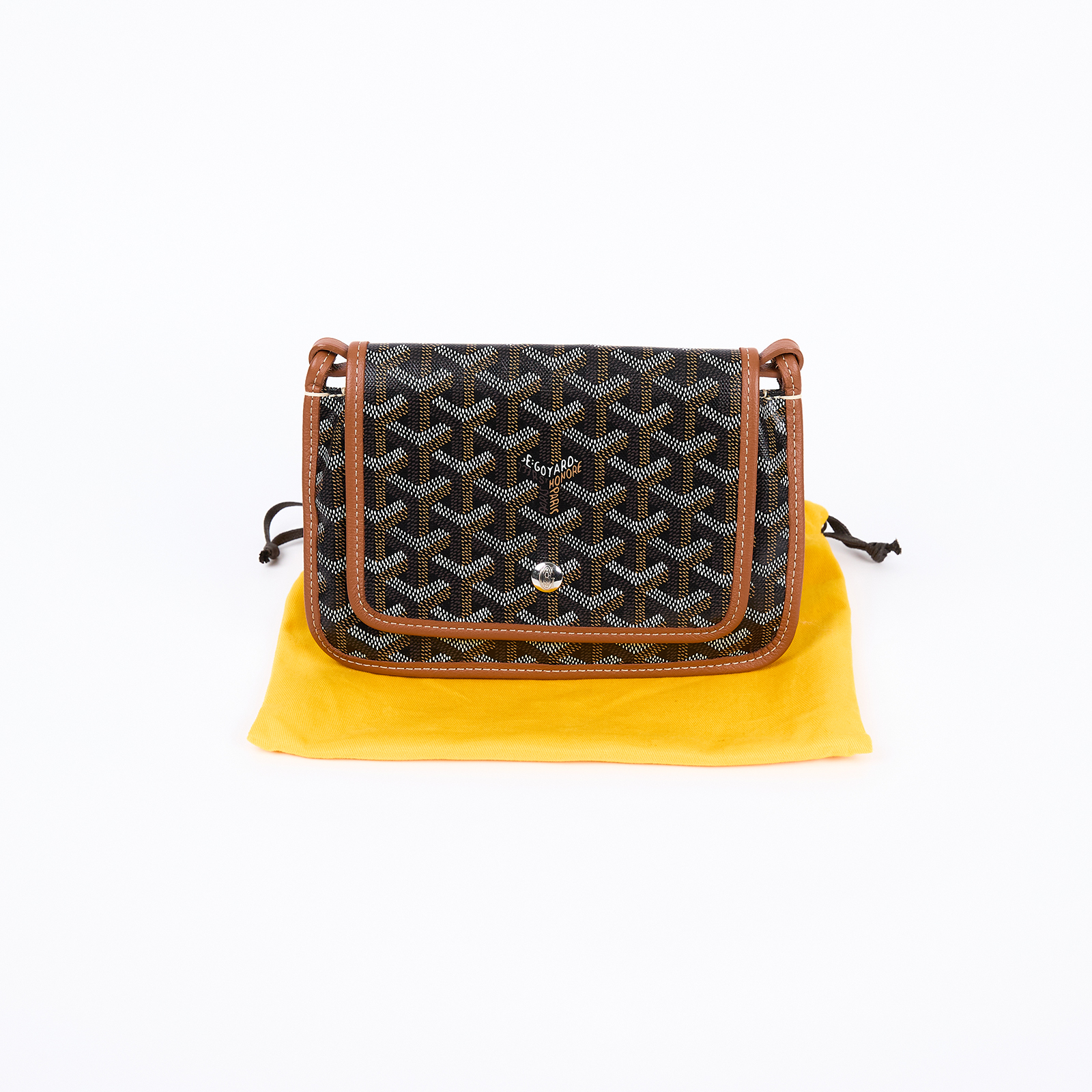 高雅德 GOYARD Plumet Pocket Wallet 肩背 隨身錢包 PLUMETPMLTY 焦糖黑PLUMET 防塵袋