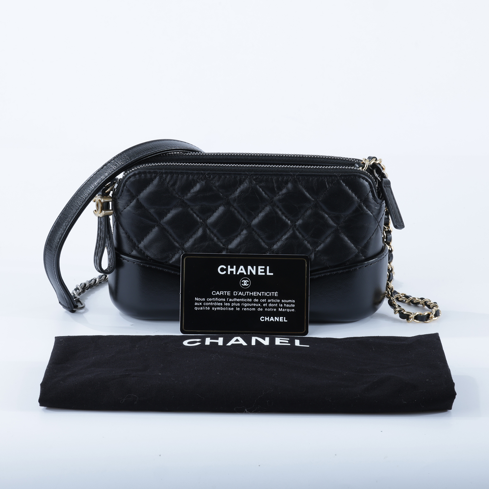 香奈兒 CHANEL 流浪包 迷你 A94505 25開 黑牛流浪雙層WOC 防塵袋/保證卡