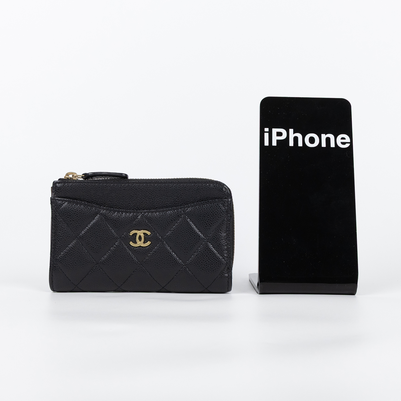 香奈兒 CHANEL CC logo 菱格紋 拉鍊 卡夾 零錢包 AP3179 晶片款 黑色荔枝皮拉鍊卡夾 原廠盒子/防塵袋