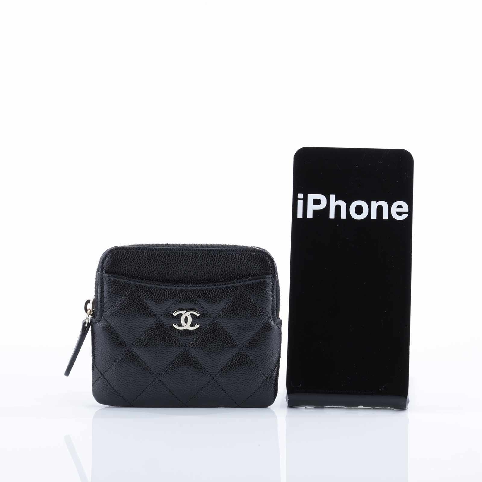 香奈兒 CHANEL CC Logo 5卡 拉鍊 零錢包 AP2061 晶片款 黑淡金荔枝吐司零錢包 原廠盒子/防塵袋