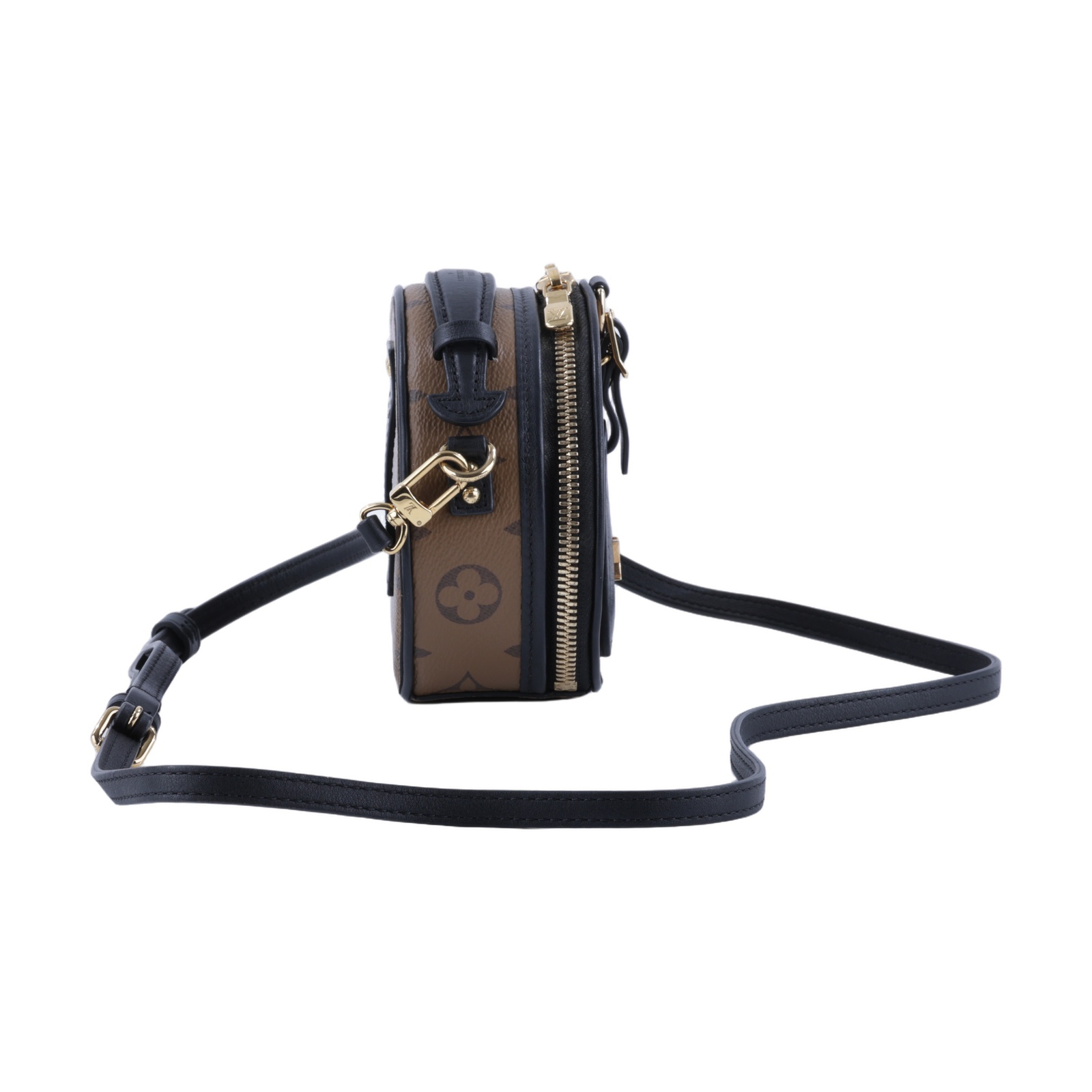 路易威登 LOUIS VUITTON Mini Boîte Chapeau 圓餅盒 Reverse 帆布 拼色 單肩 斜挎包 M68276  背帶