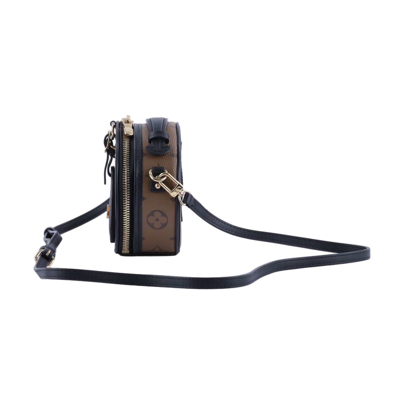 路易威登 LOUIS VUITTON Mini Boîte Chapeau 圓餅盒 Reverse 帆布 拼色 單肩 斜挎包 M68276  背帶